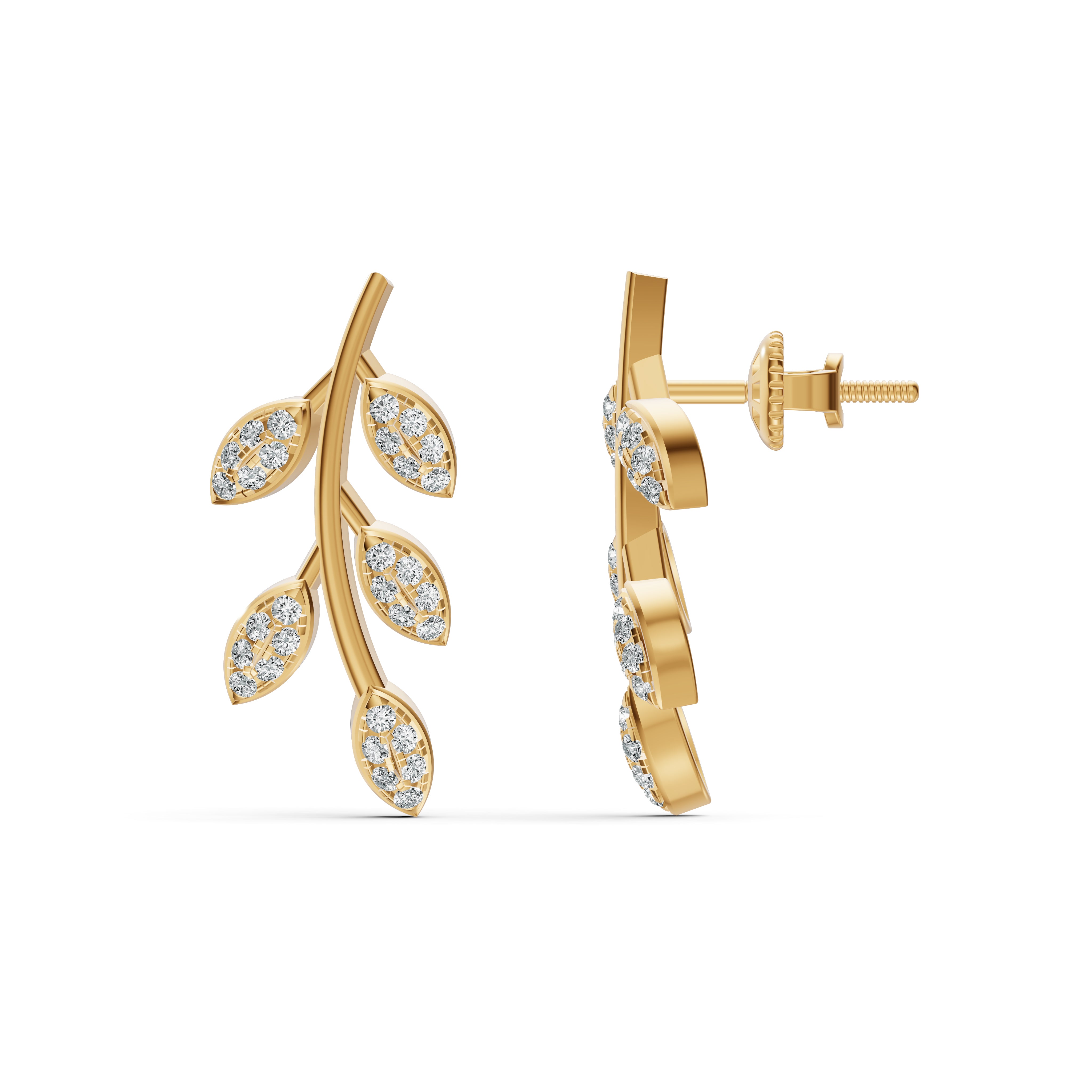 Diamond Leaf Vine Studs