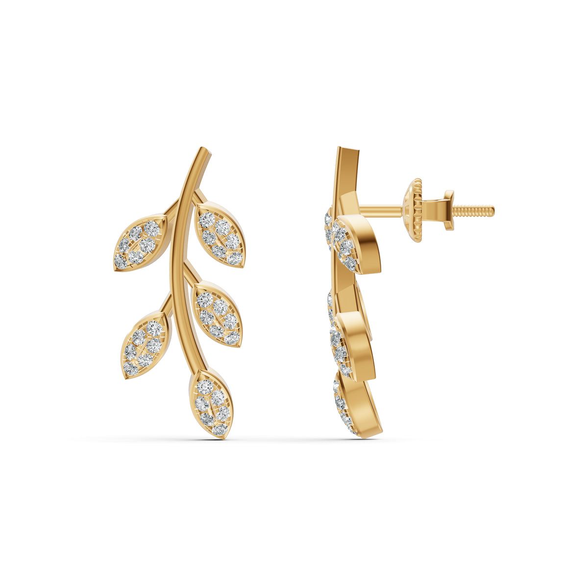 Diamond Leaf Vine Studs