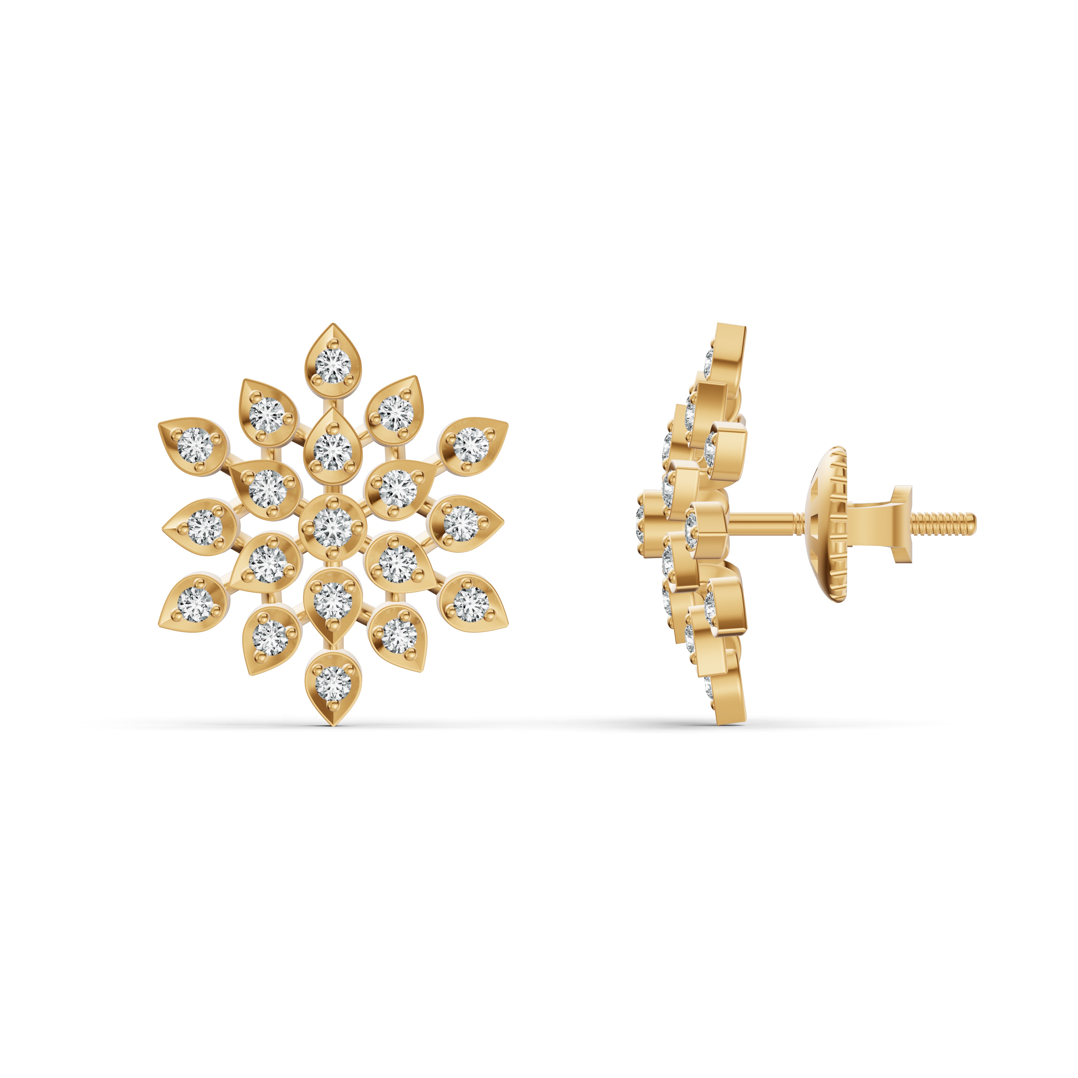 Floral Radiance Diamond Stud Earrings