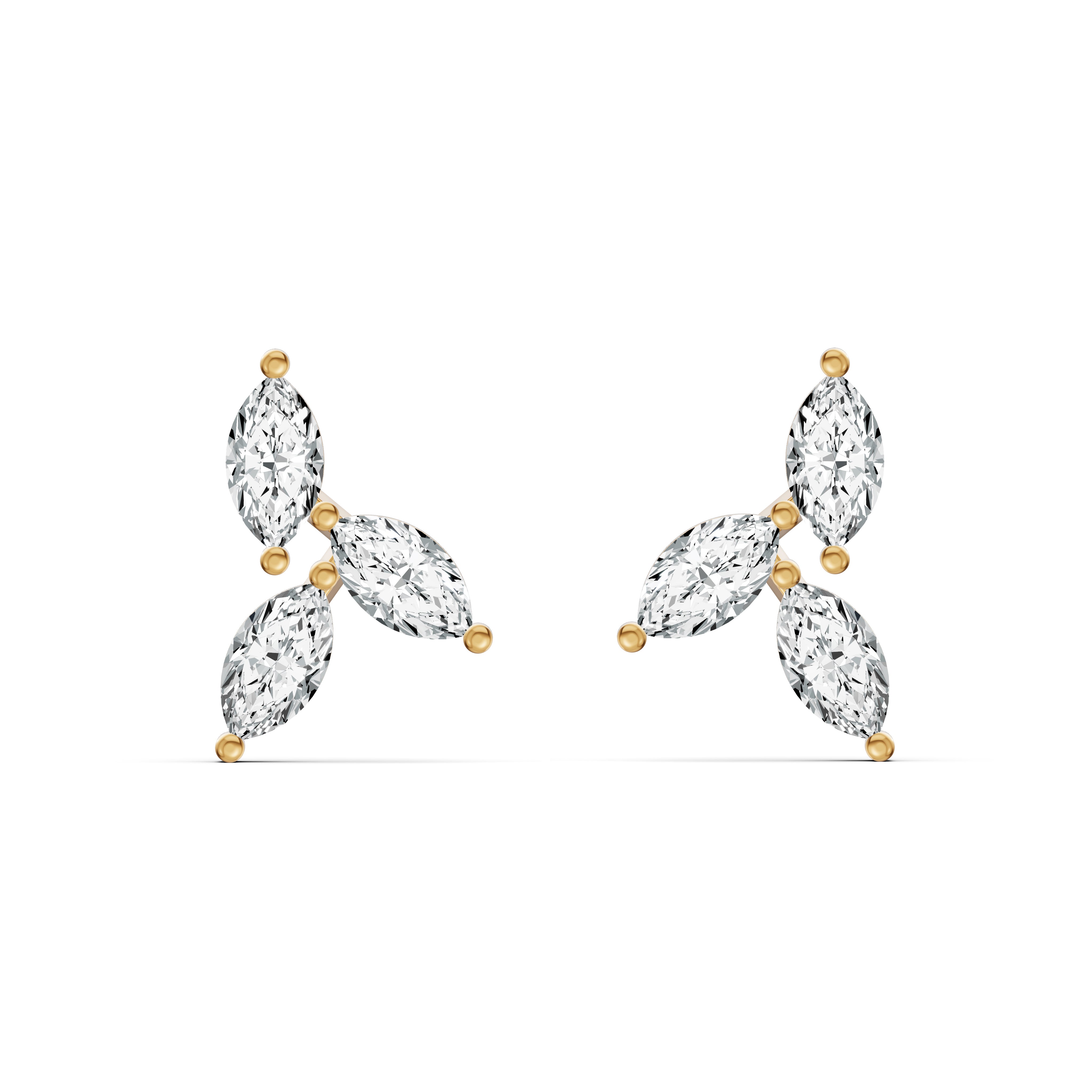 Marquise Trio Diamond Stud Earrings