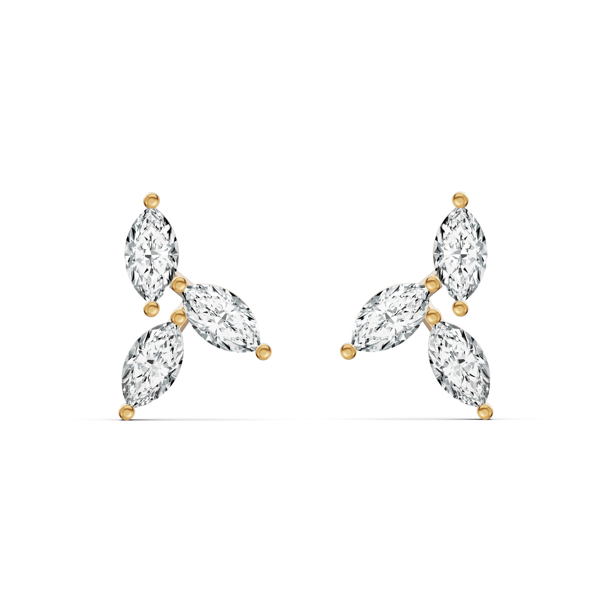 Marquise Trio Diamond Stud Earrings