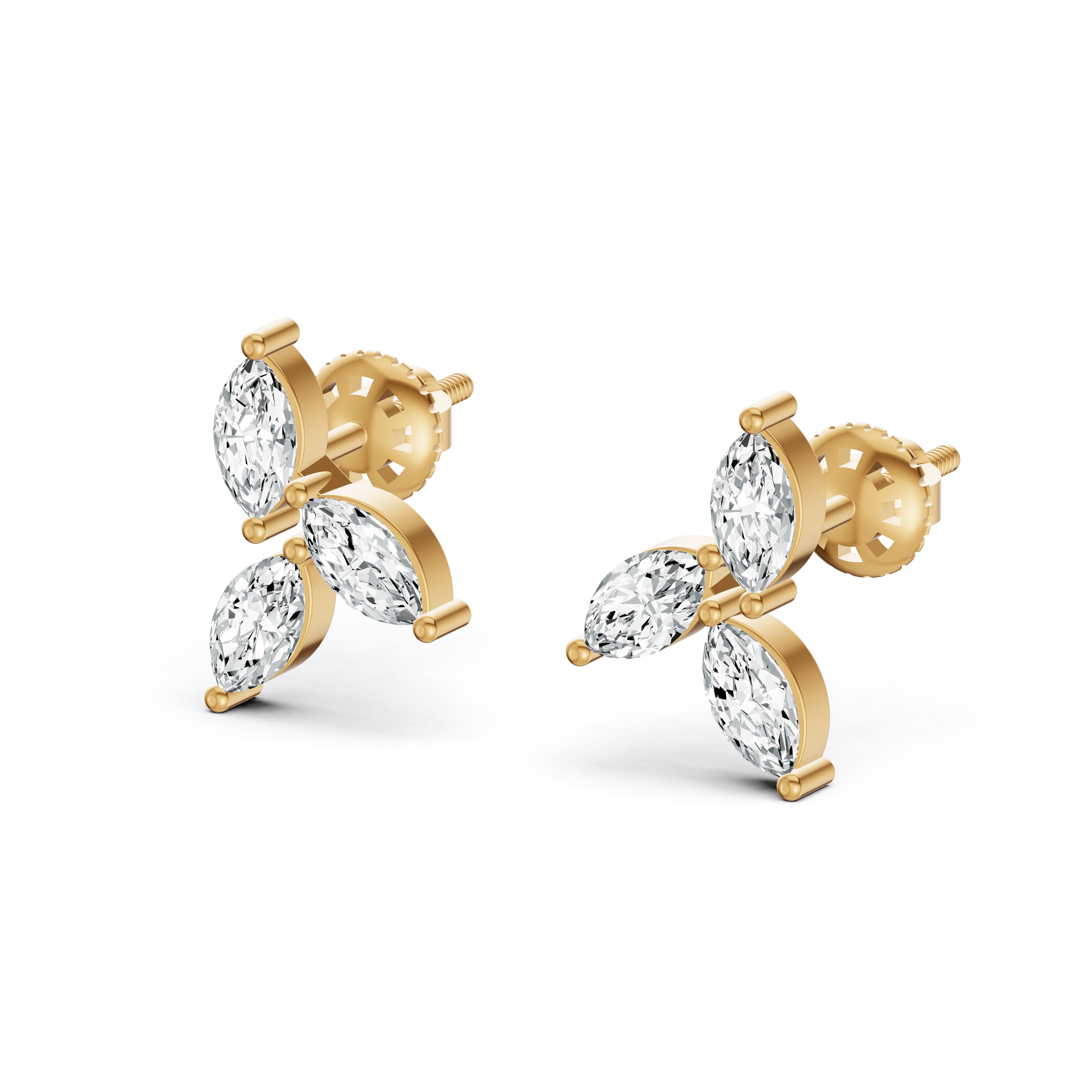 Marquise Trio Diamond Stud Earrings