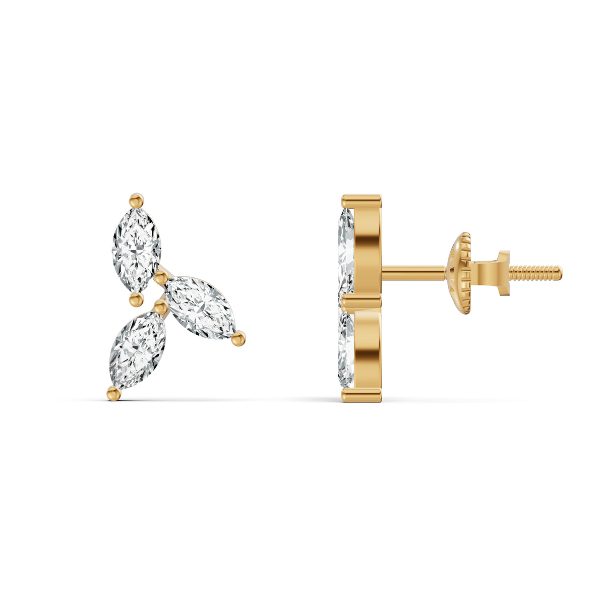 Marquise Trio Diamond Stud Earrings