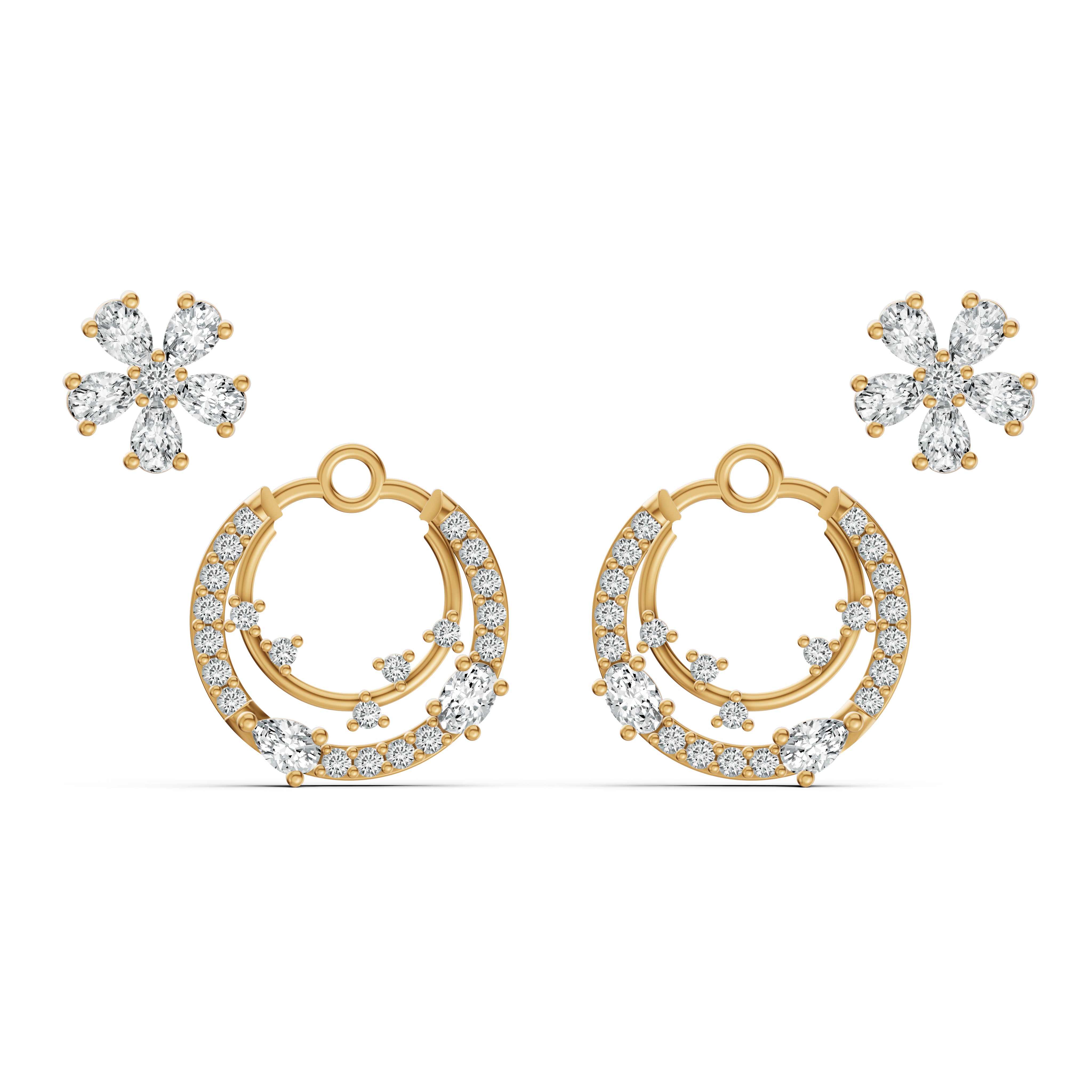 Detachable Blossom Diamond Earrings