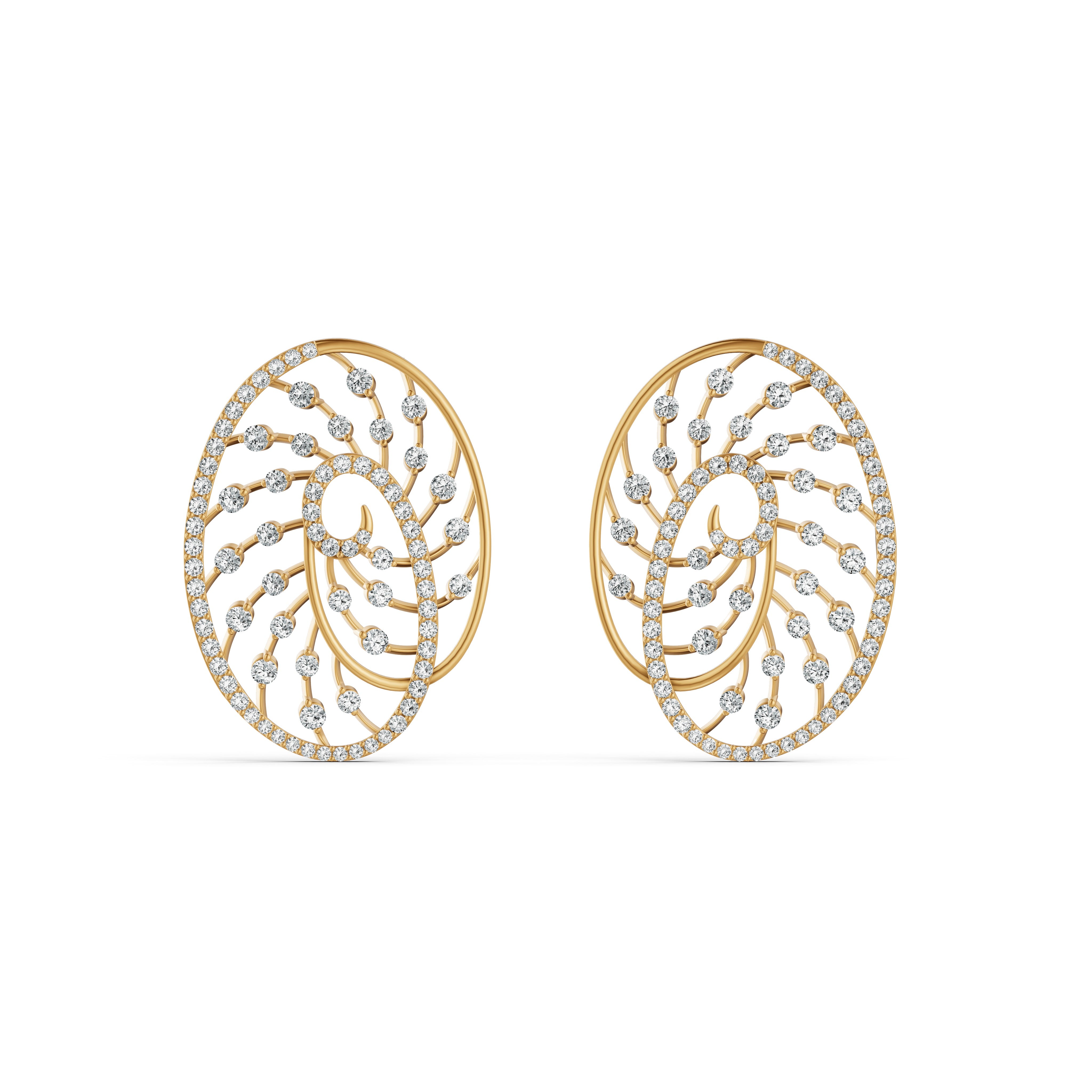 Oval Vein Diamond Stud Earrings