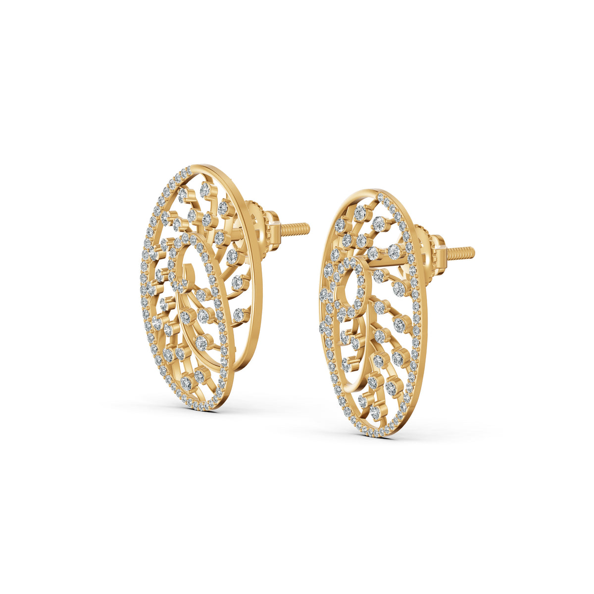 Oval Vein Diamond Stud Earrings