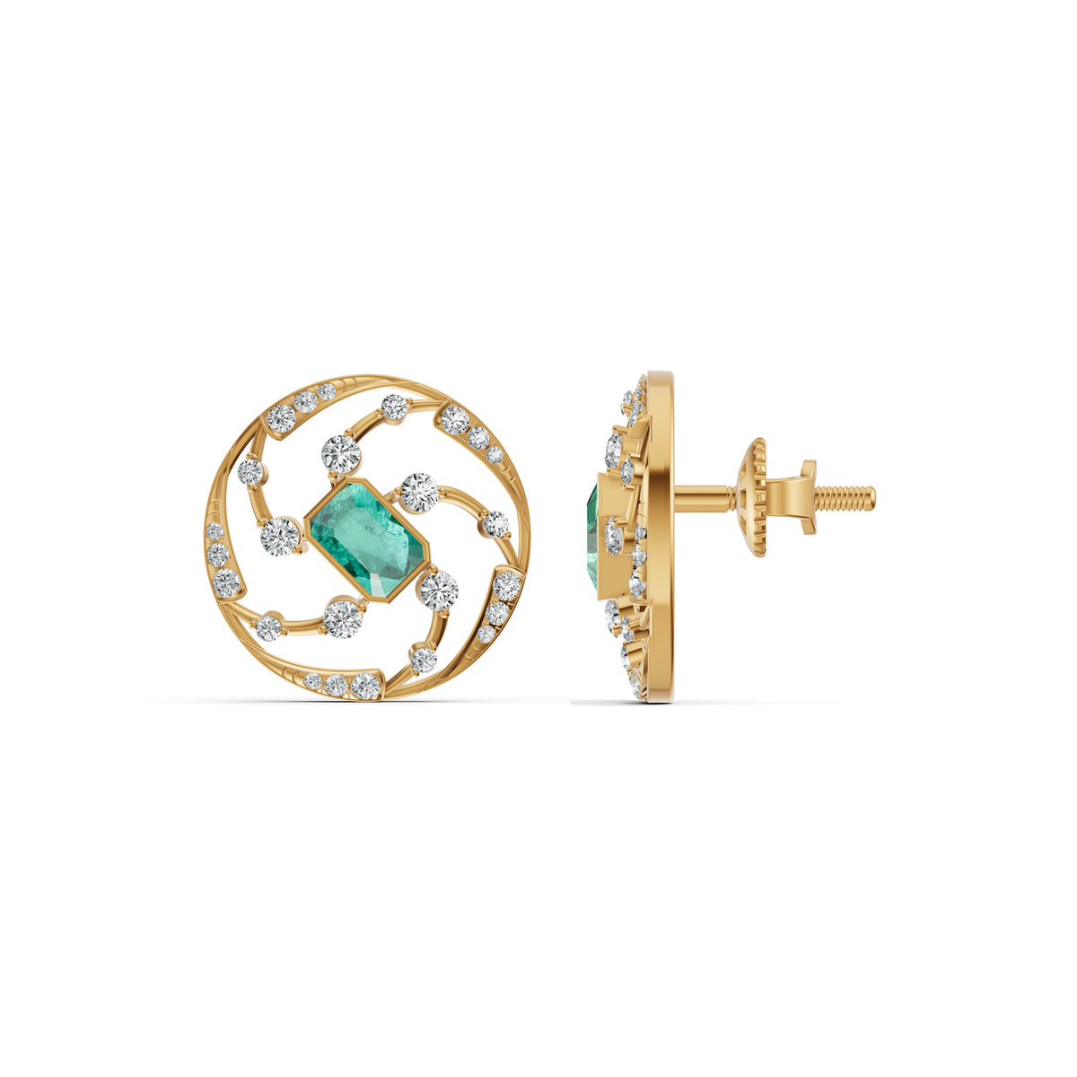 Spiral Loop Diamond Earrings
