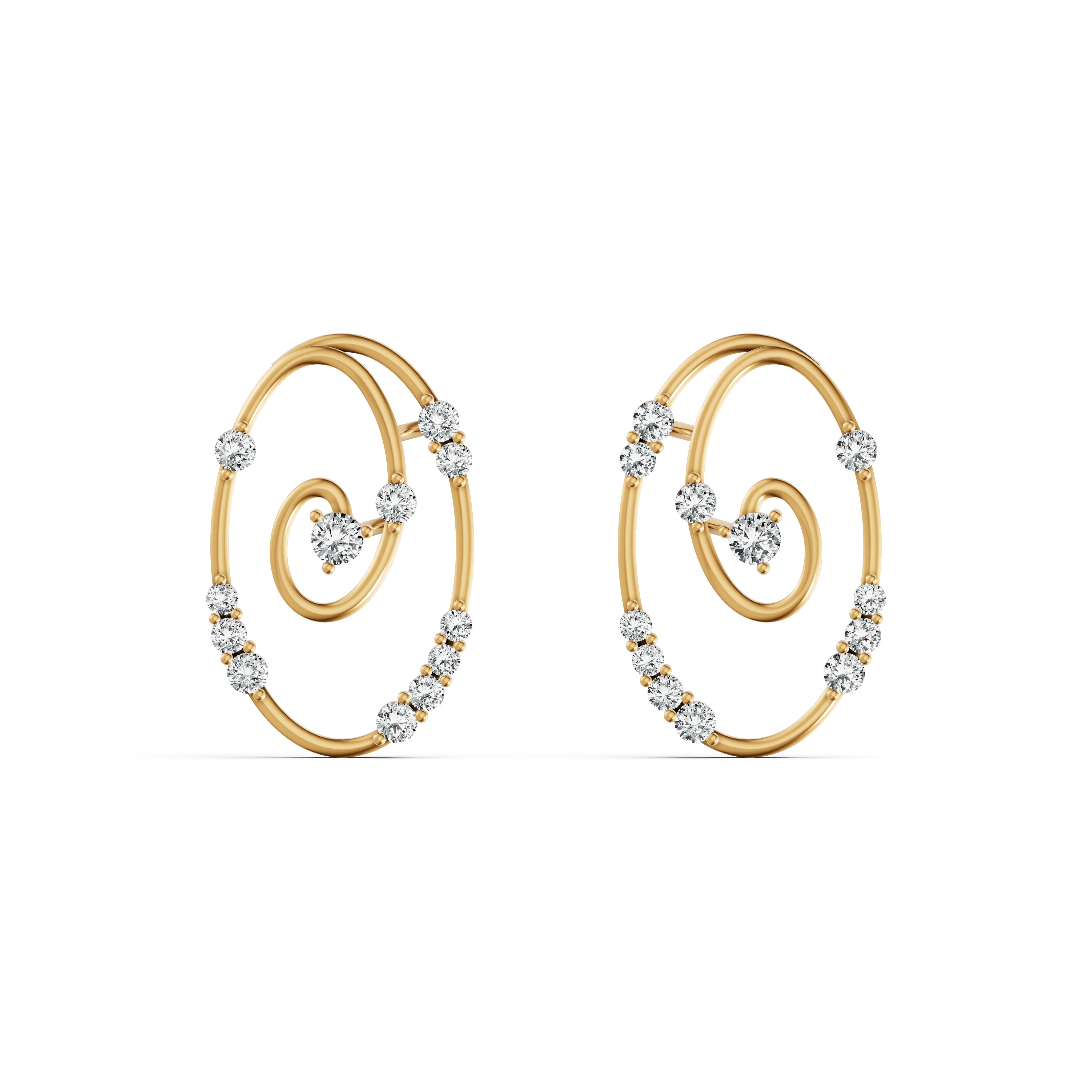 Spiral Reverie Diamond Stud Earrings