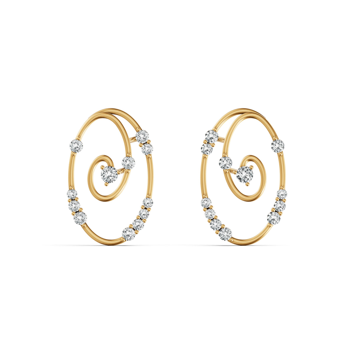 Spiral Reverie Diamond Stud Earrings