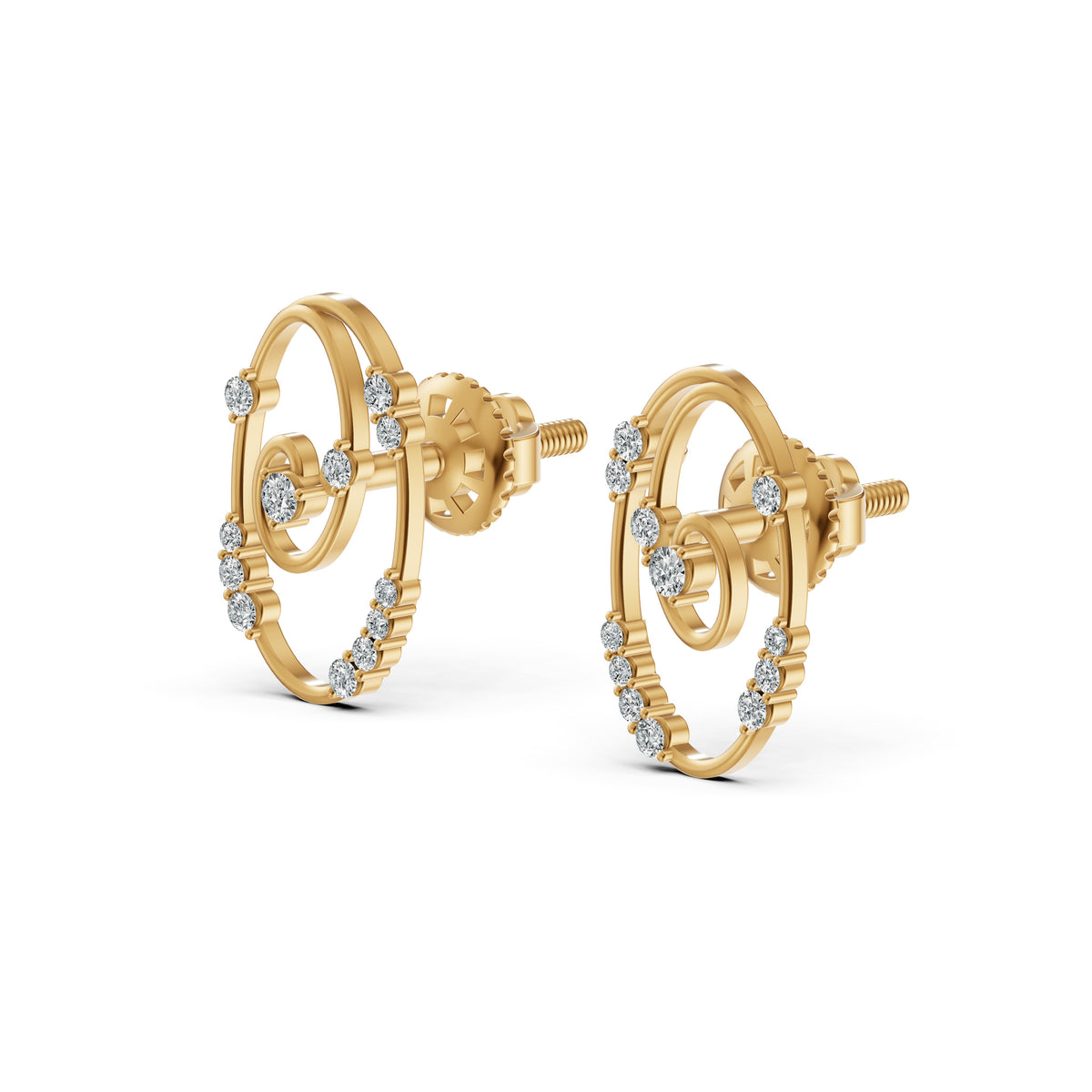 Spiral Reverie Diamond Stud Earrings