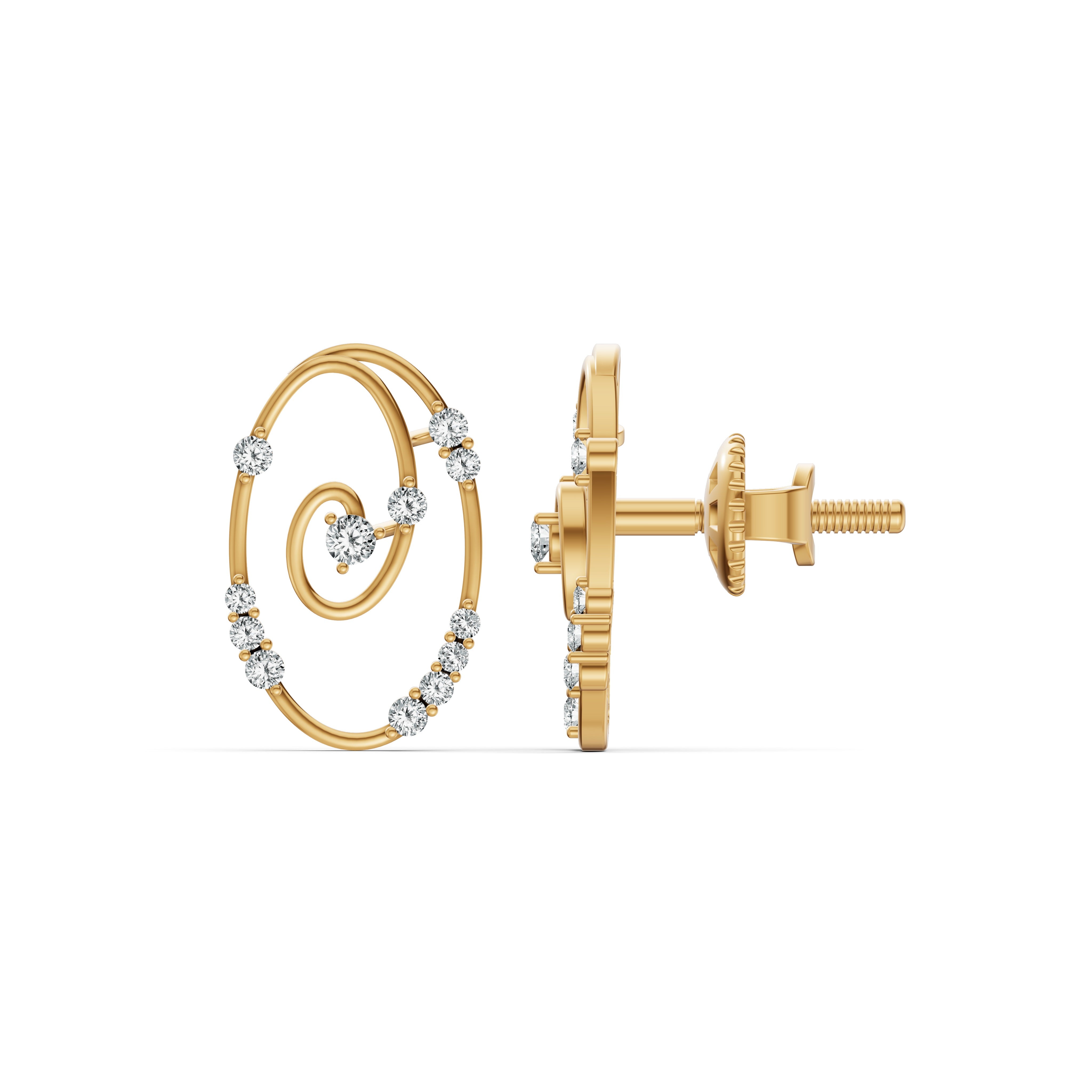 Spiral Reverie Diamond Stud Earrings