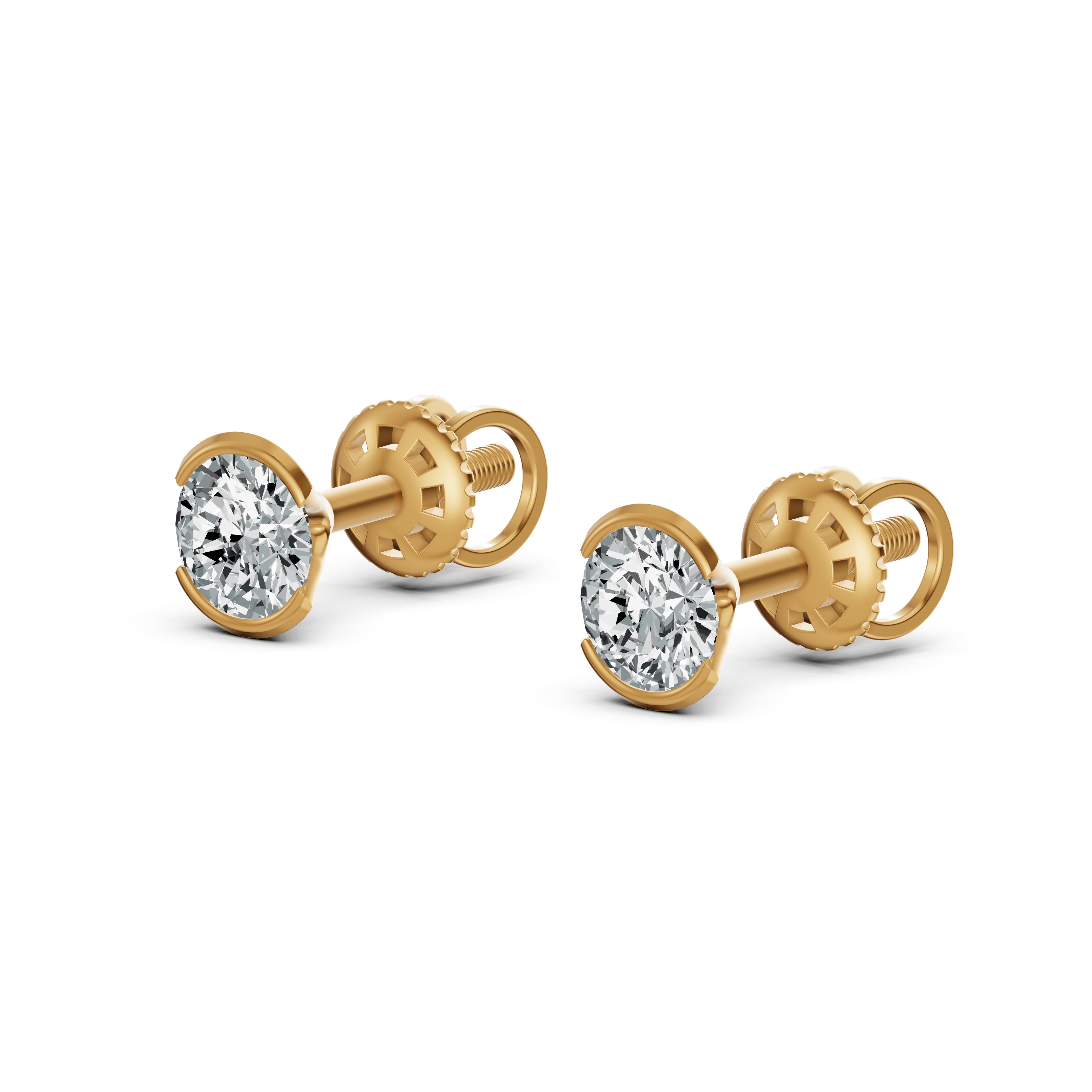 Eternal Glow Solitaire Diamond Stud Earrings