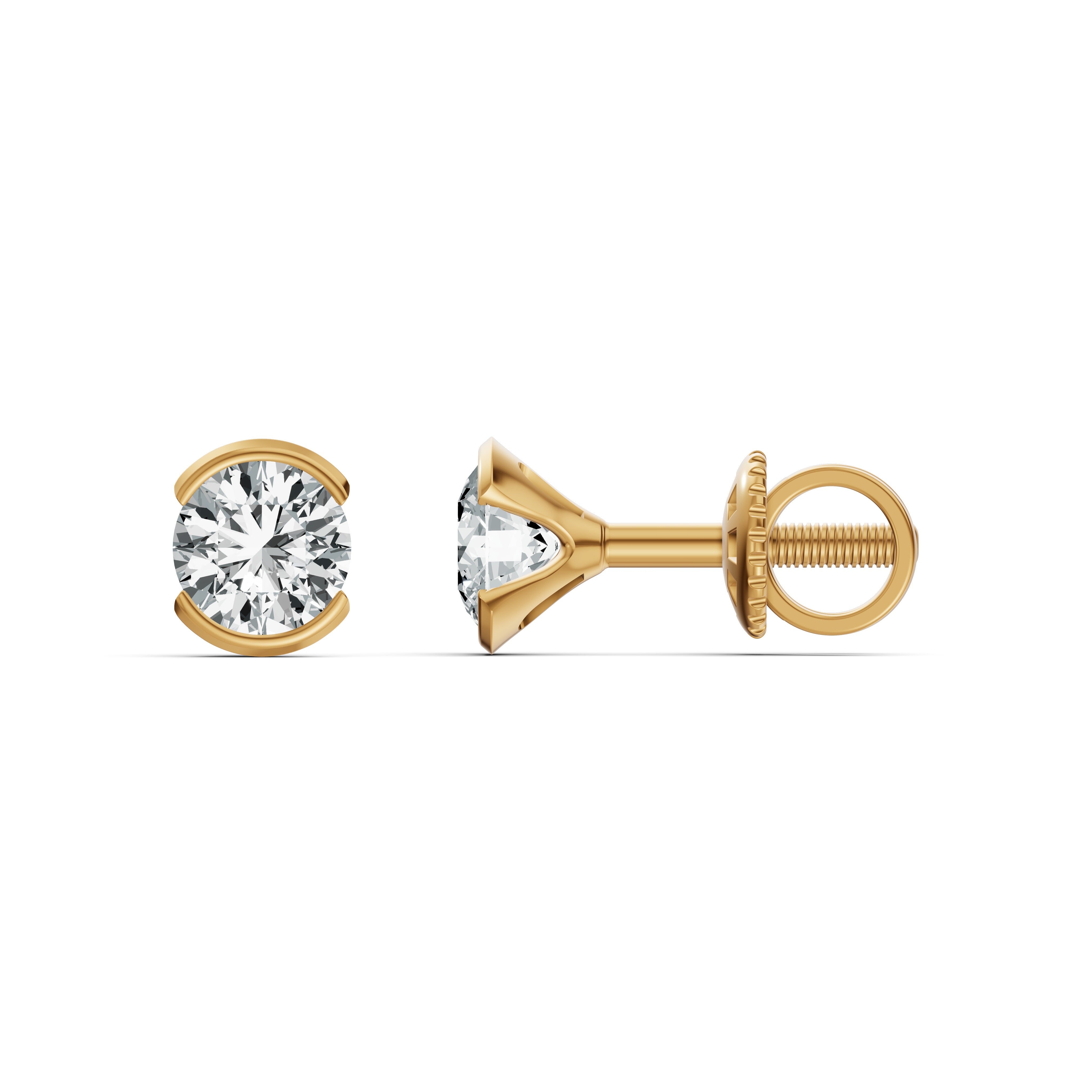 Eternal Glow Solitaire Diamond Stud Earrings