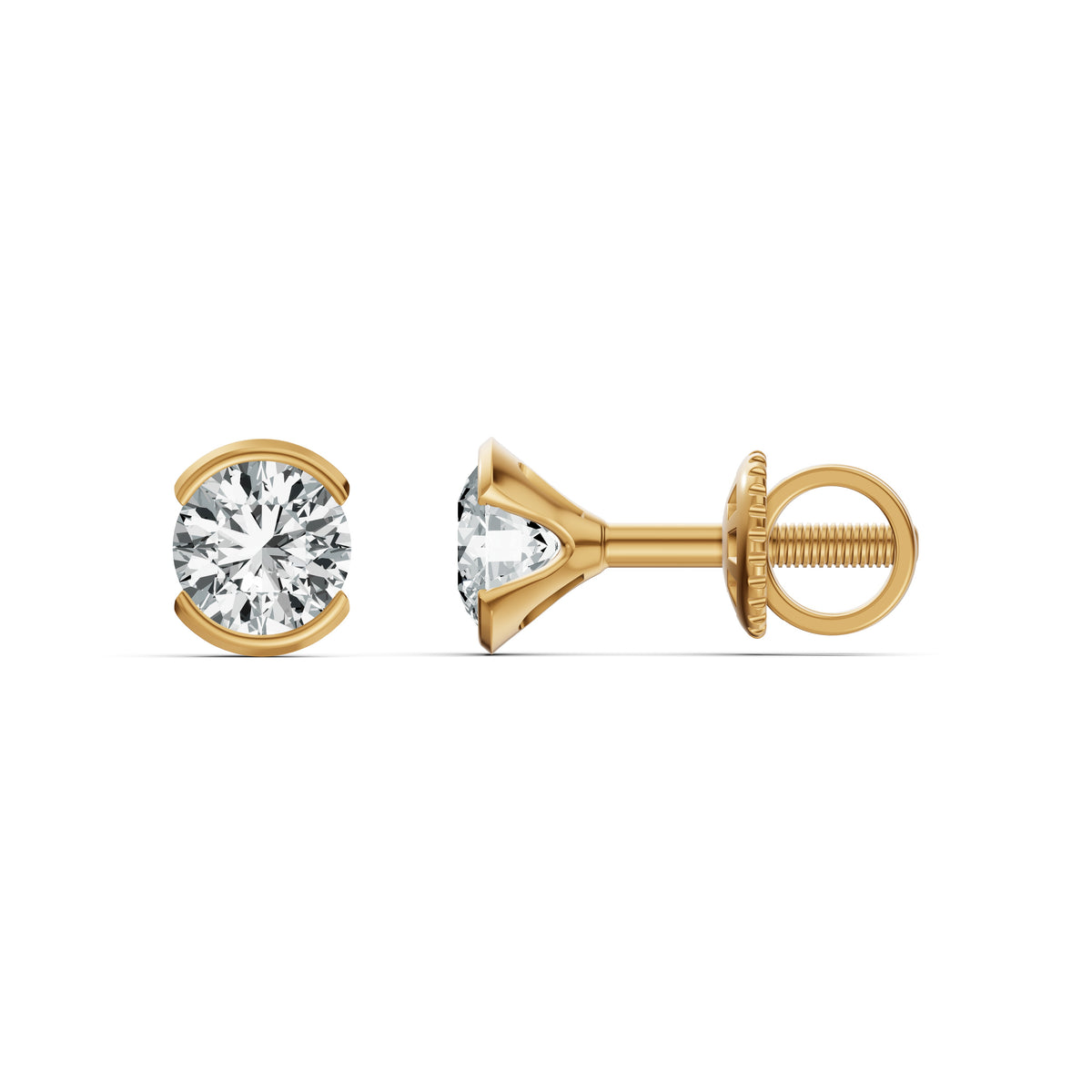 Eternal Glow Solitaire Diamond Stud Earrings