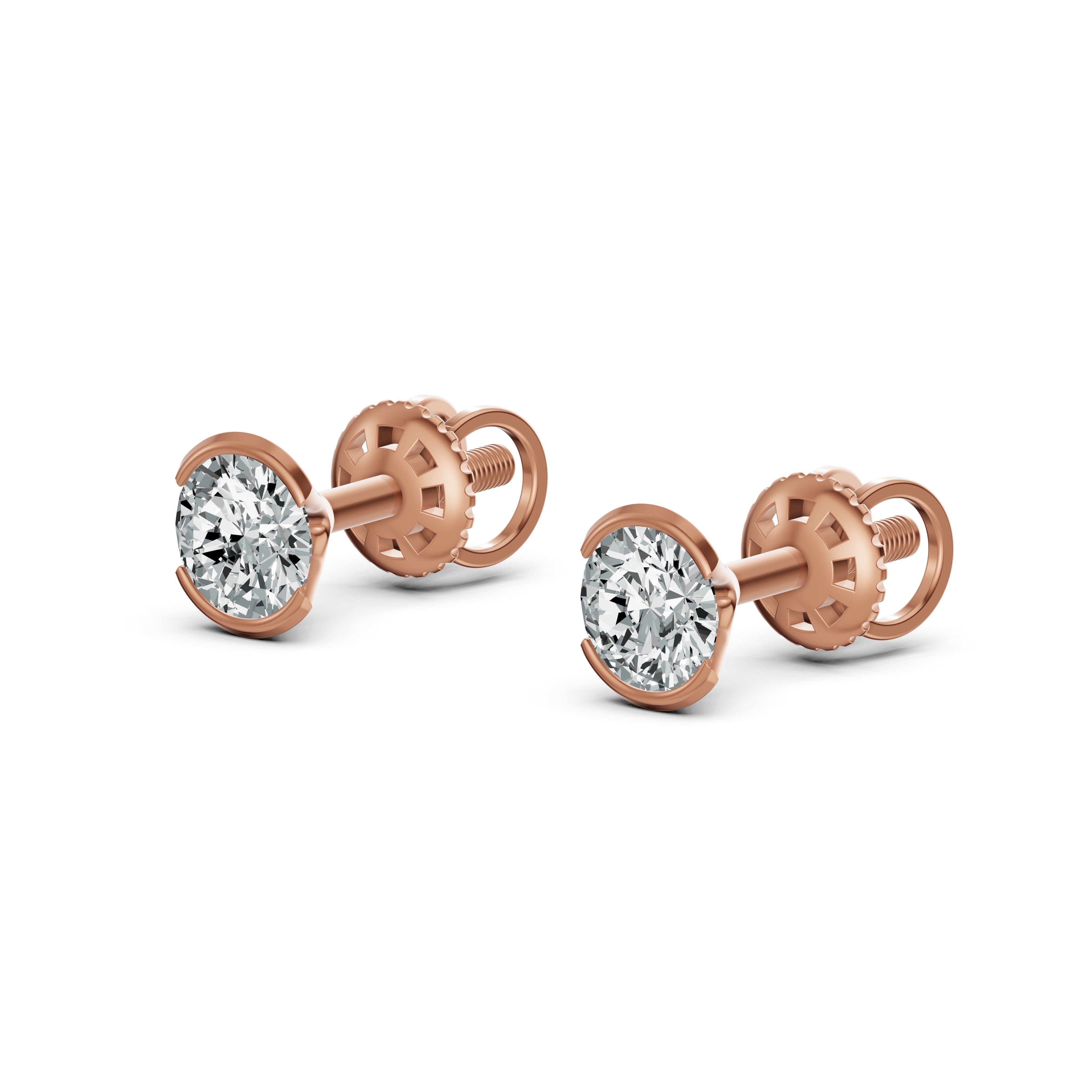 Eternal Glow Solitaire Diamond Stud Earrings