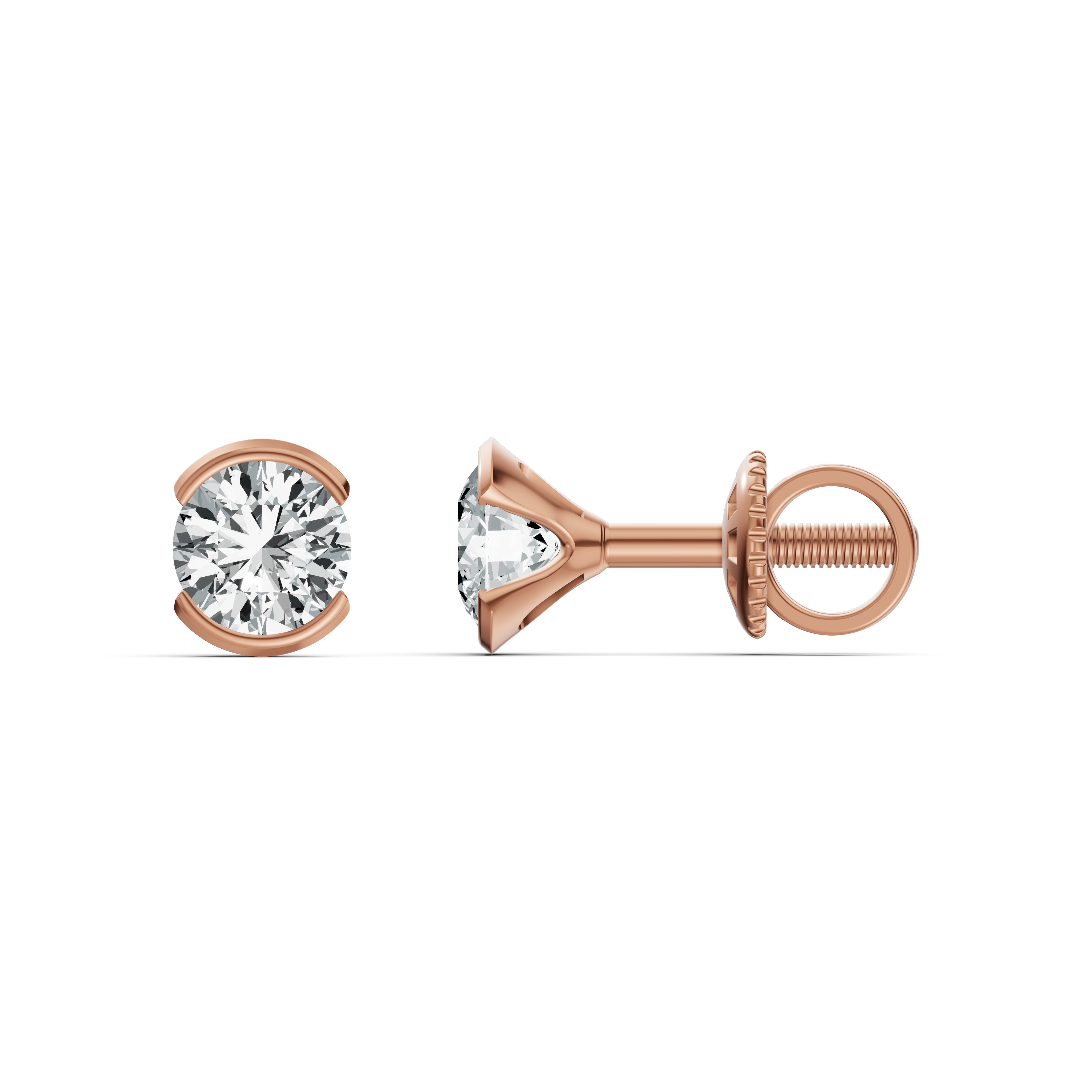 Eternal Glow Solitaire Diamond Stud Earrings