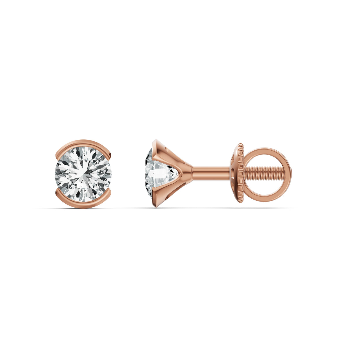 Eternal Glow Solitaire Diamond Stud Earrings