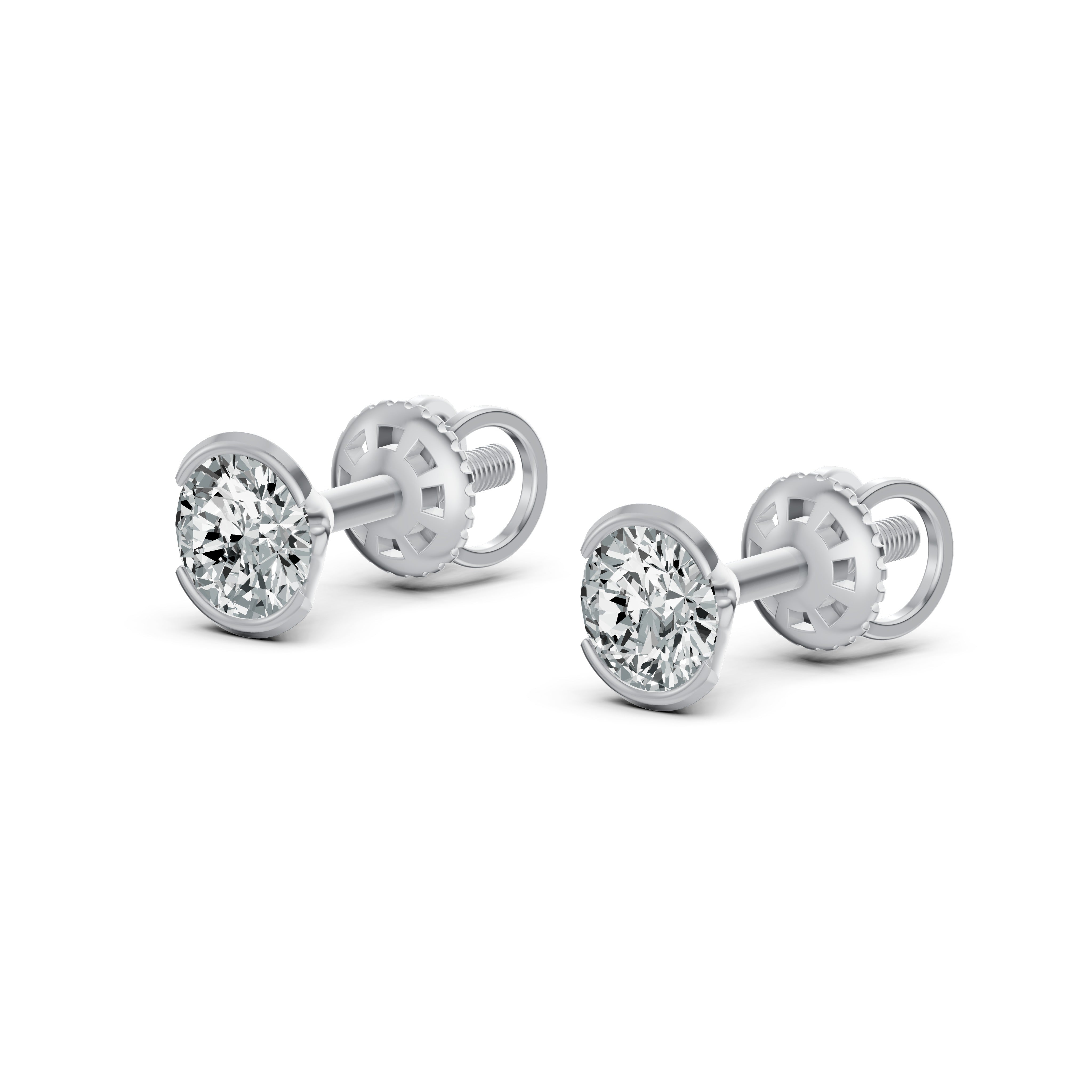 Eternal Glow Solitaire Diamond Stud Earrings