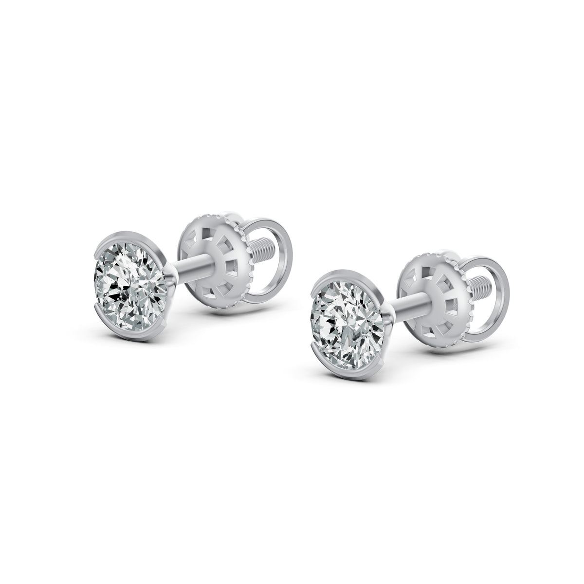 Eternal Glow Solitaire Diamond Stud Earrings