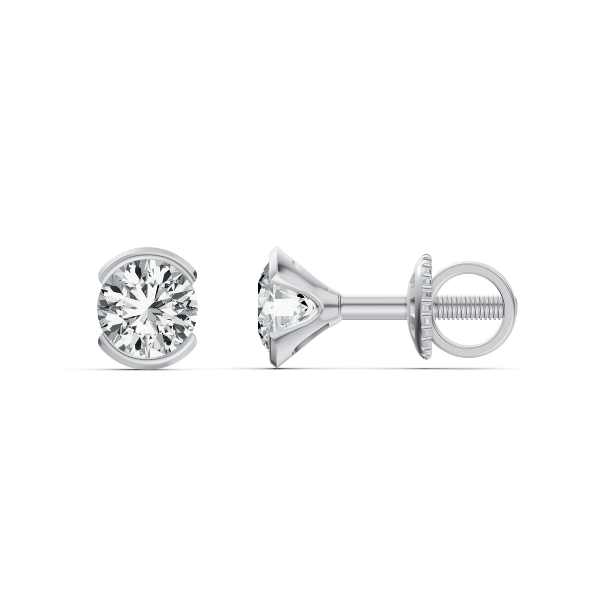 Eternal Glow Solitaire Diamond Stud Earrings