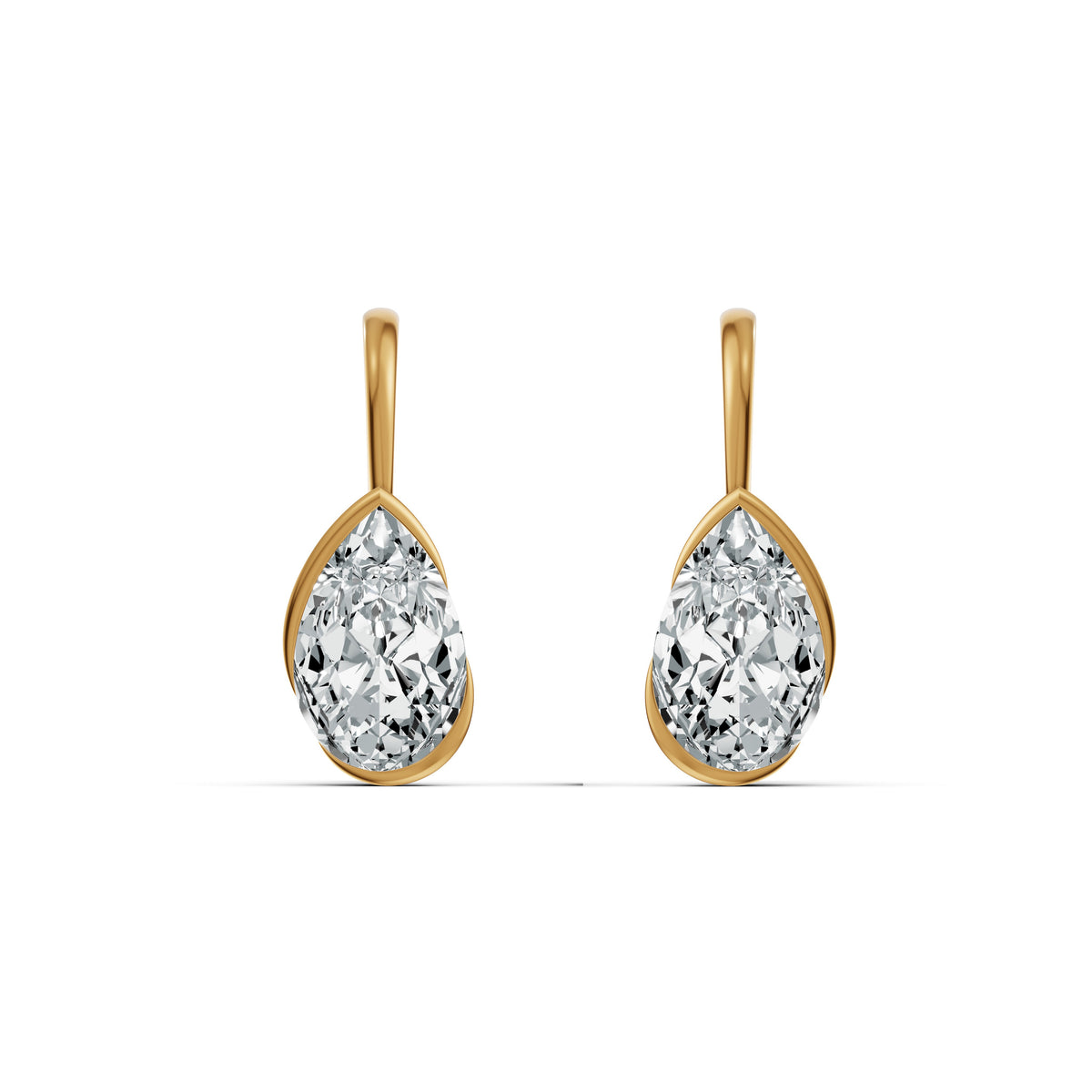 Elys Pear Solitaire Drop Earrings