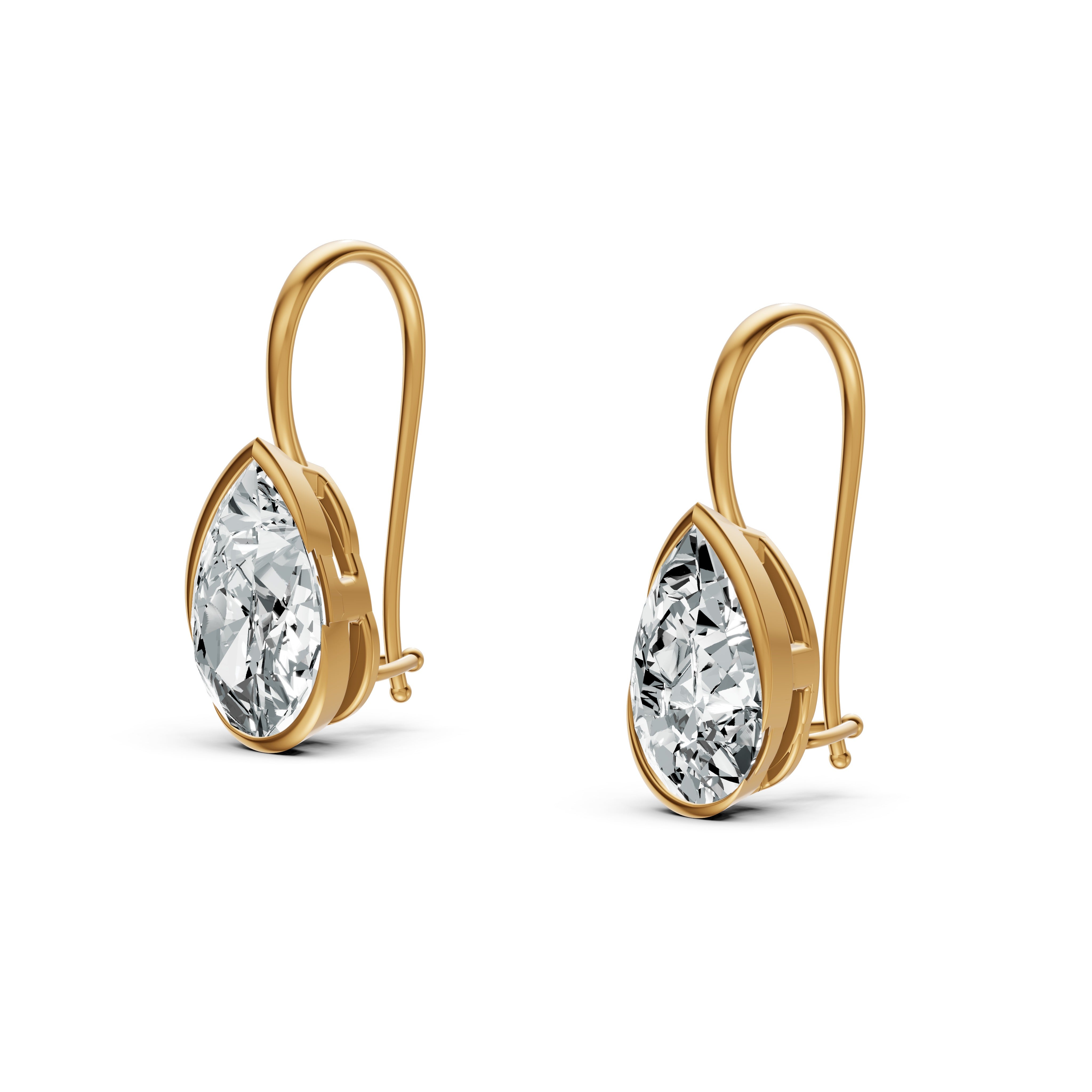 Elys Pear Solitaire Drop Earrings