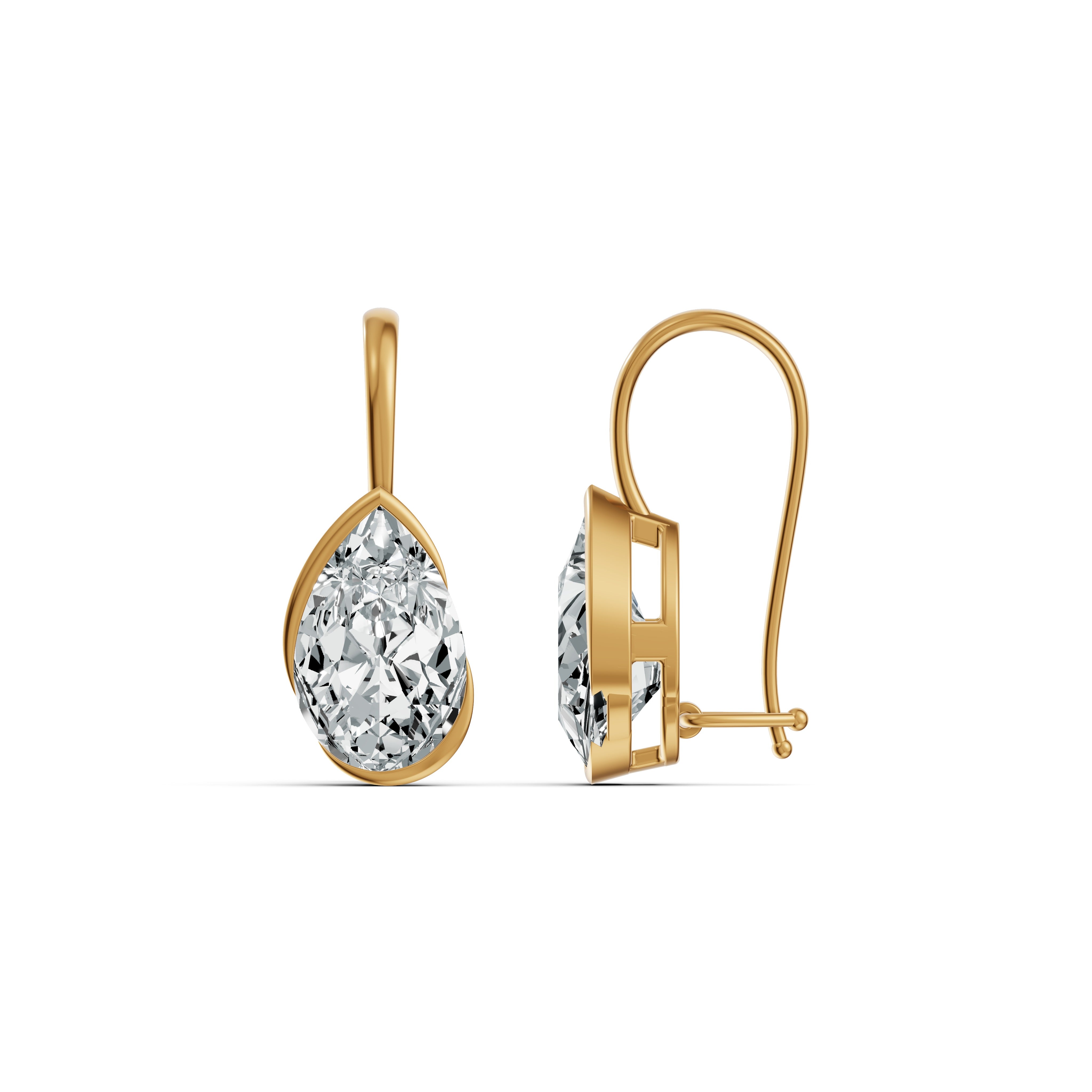 Elys Pear Solitaire Drop Earrings