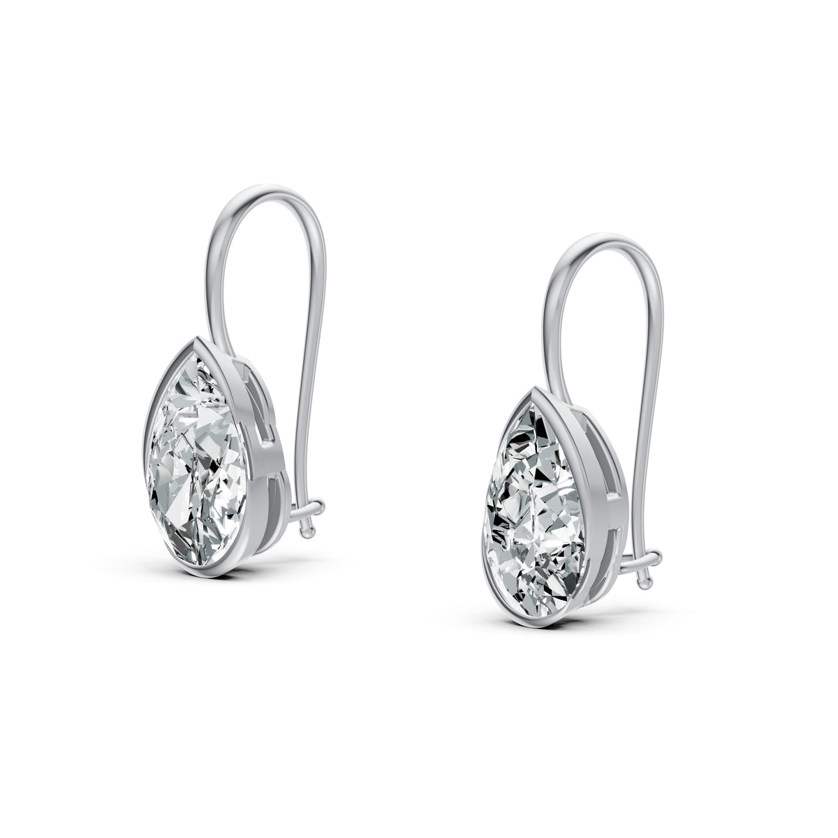 Elys Pear Solitaire Drop Earrings