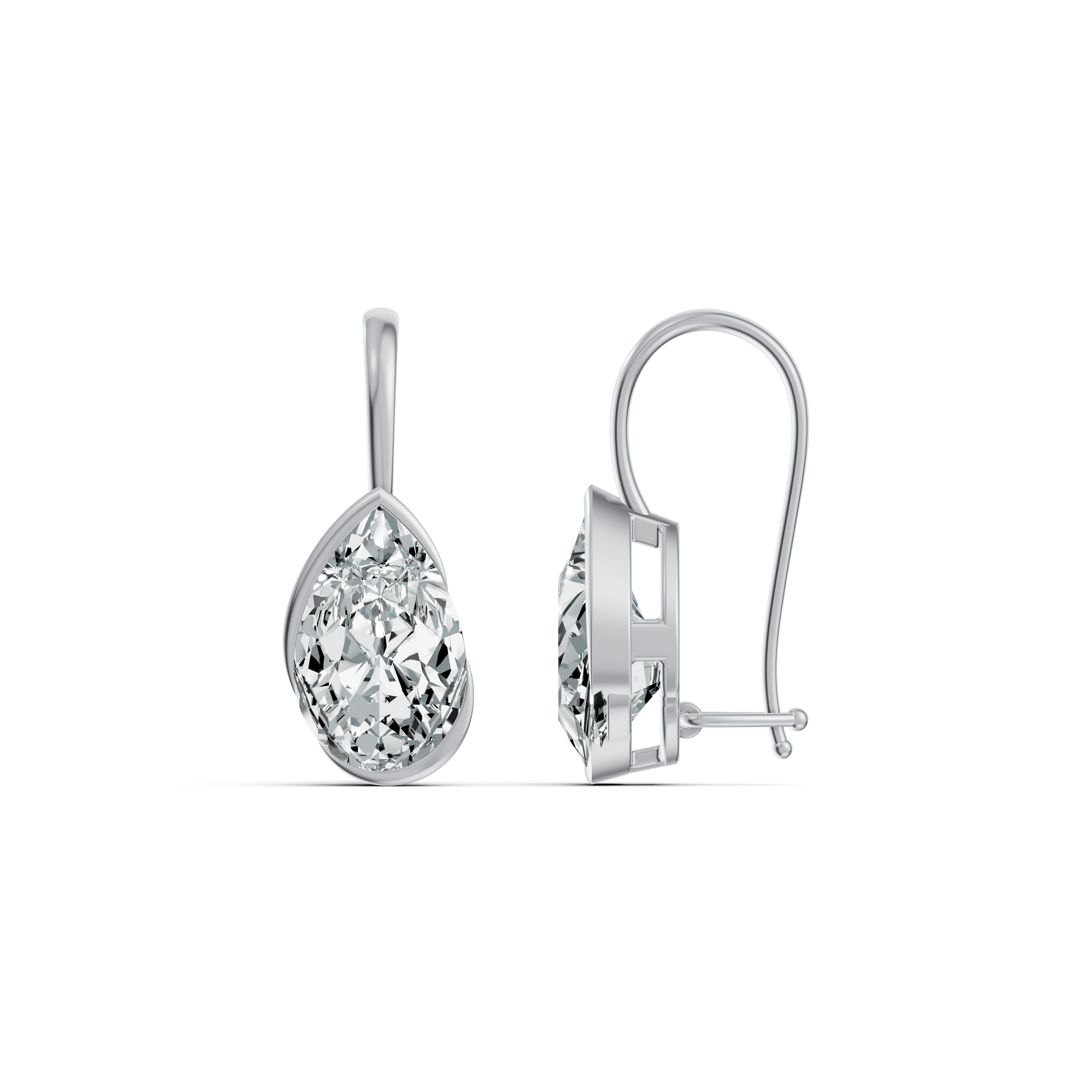 Elys Pear Solitaire Drop Earrings