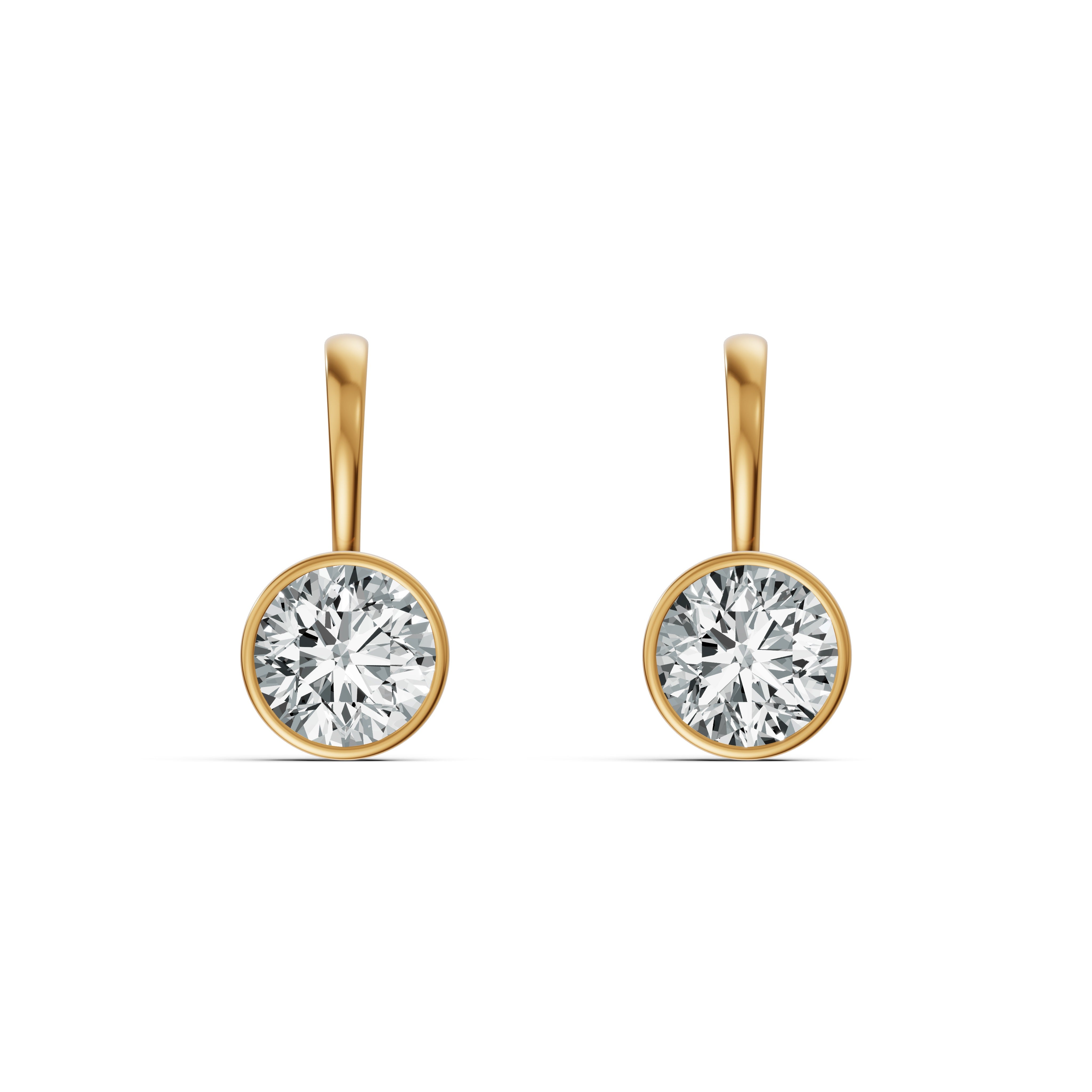 Minimal Bezel-Set Round Solitaire Drop Earrings