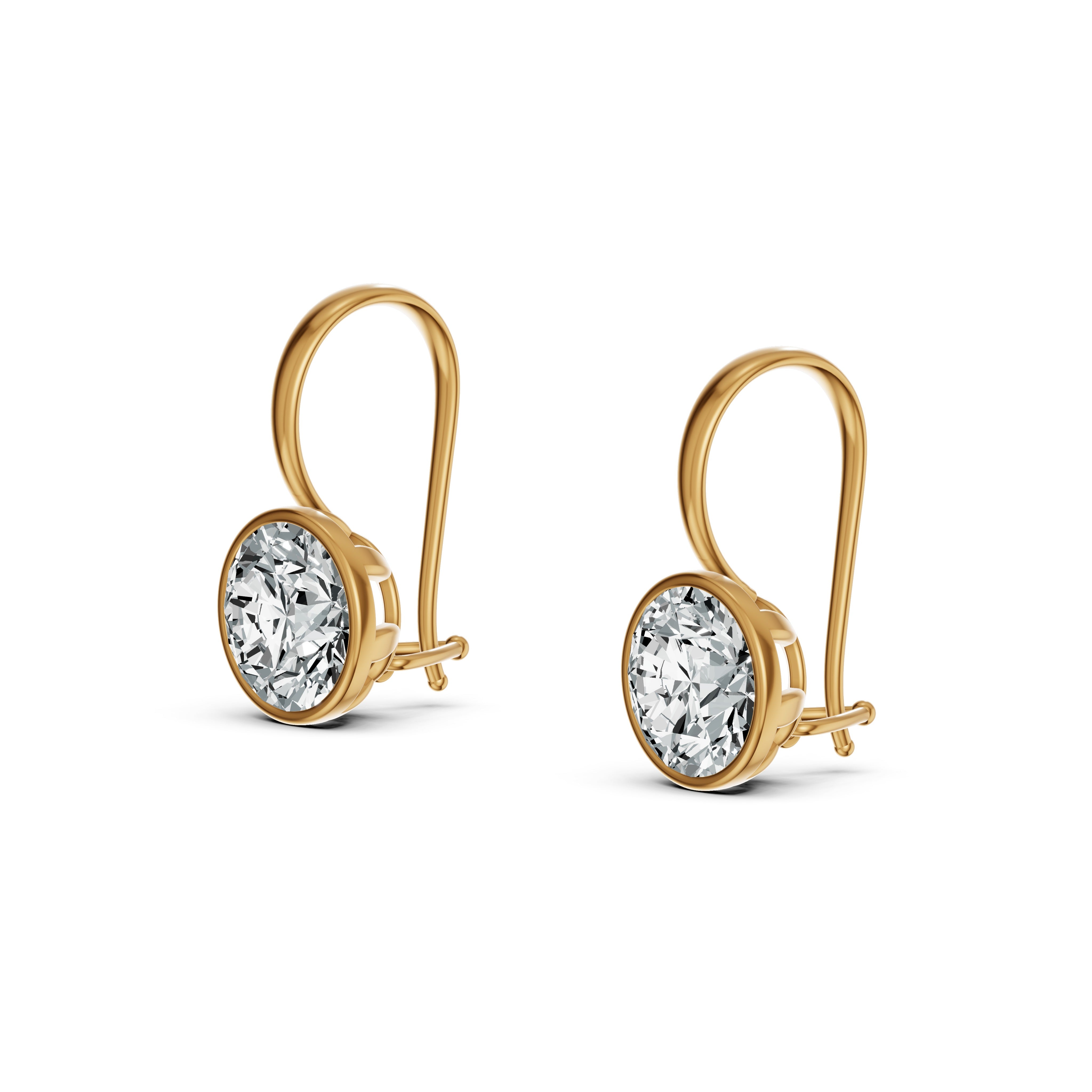 Minimal Bezel-Set Round Solitaire Drop Earrings