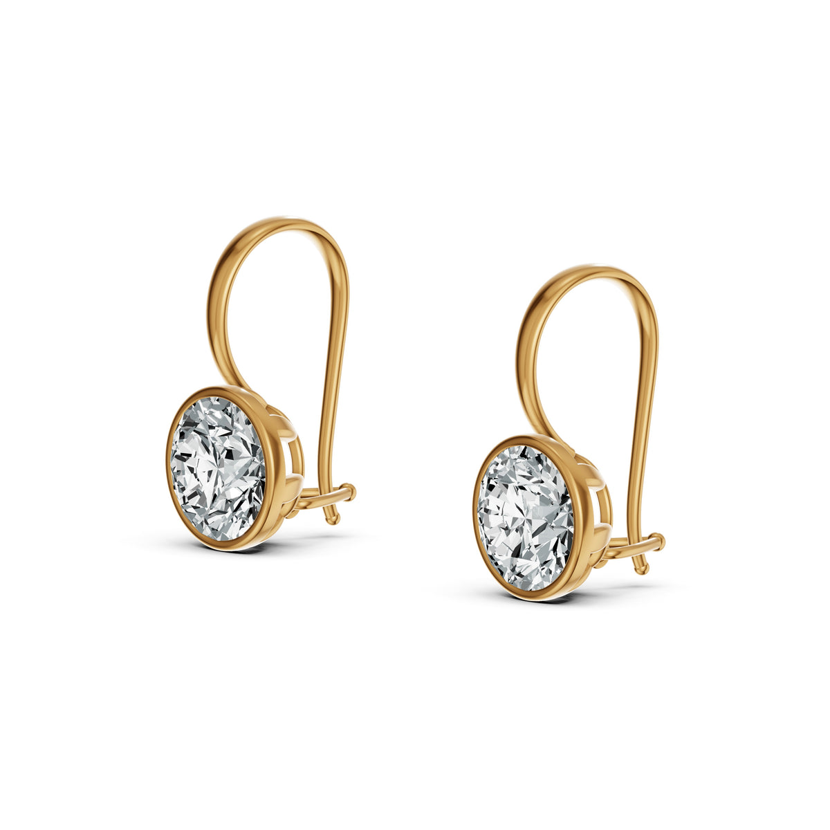 Minimal Bezel-Set Round Solitaire Drop Earrings