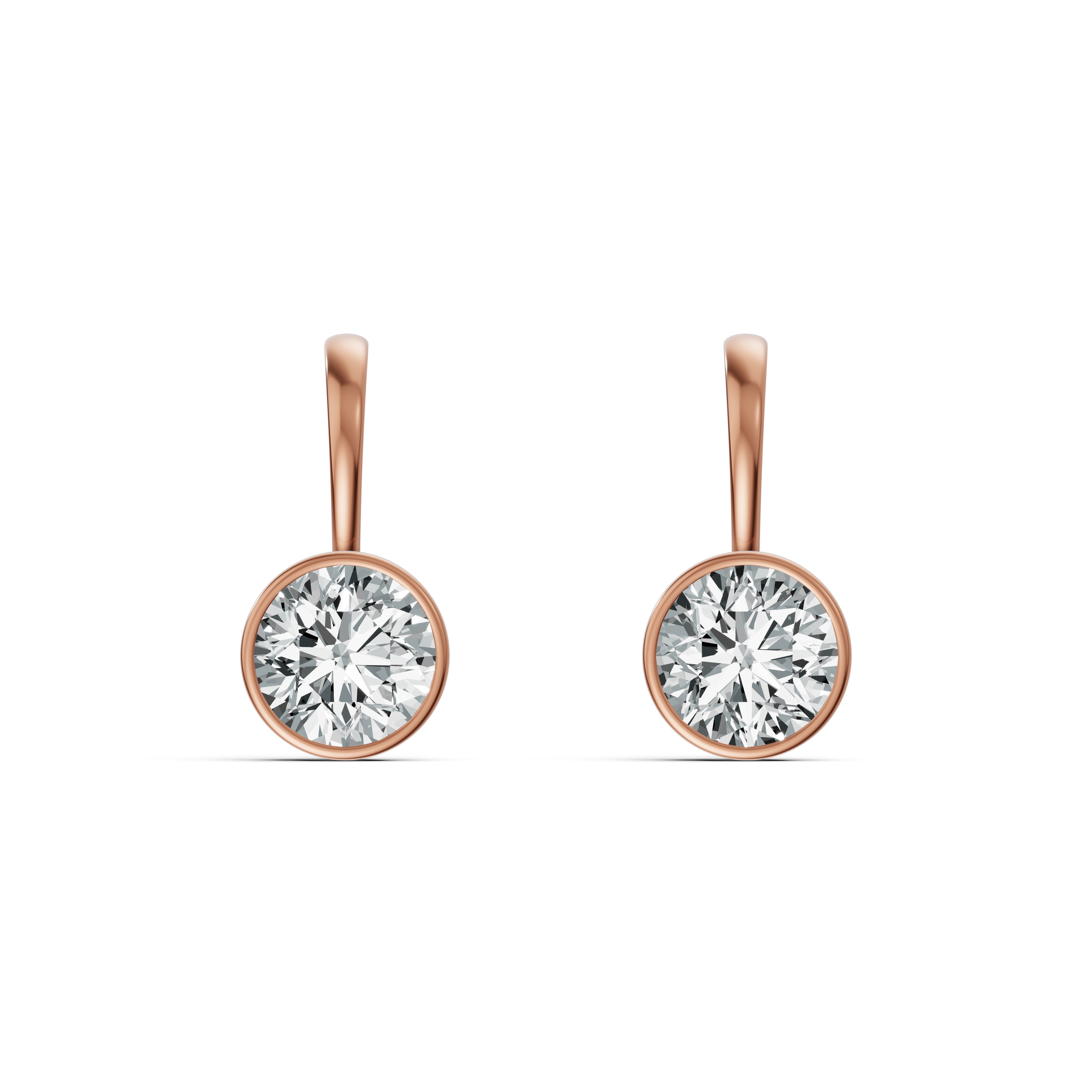 Minimal Bezel-Set Round Solitaire Drop Earrings