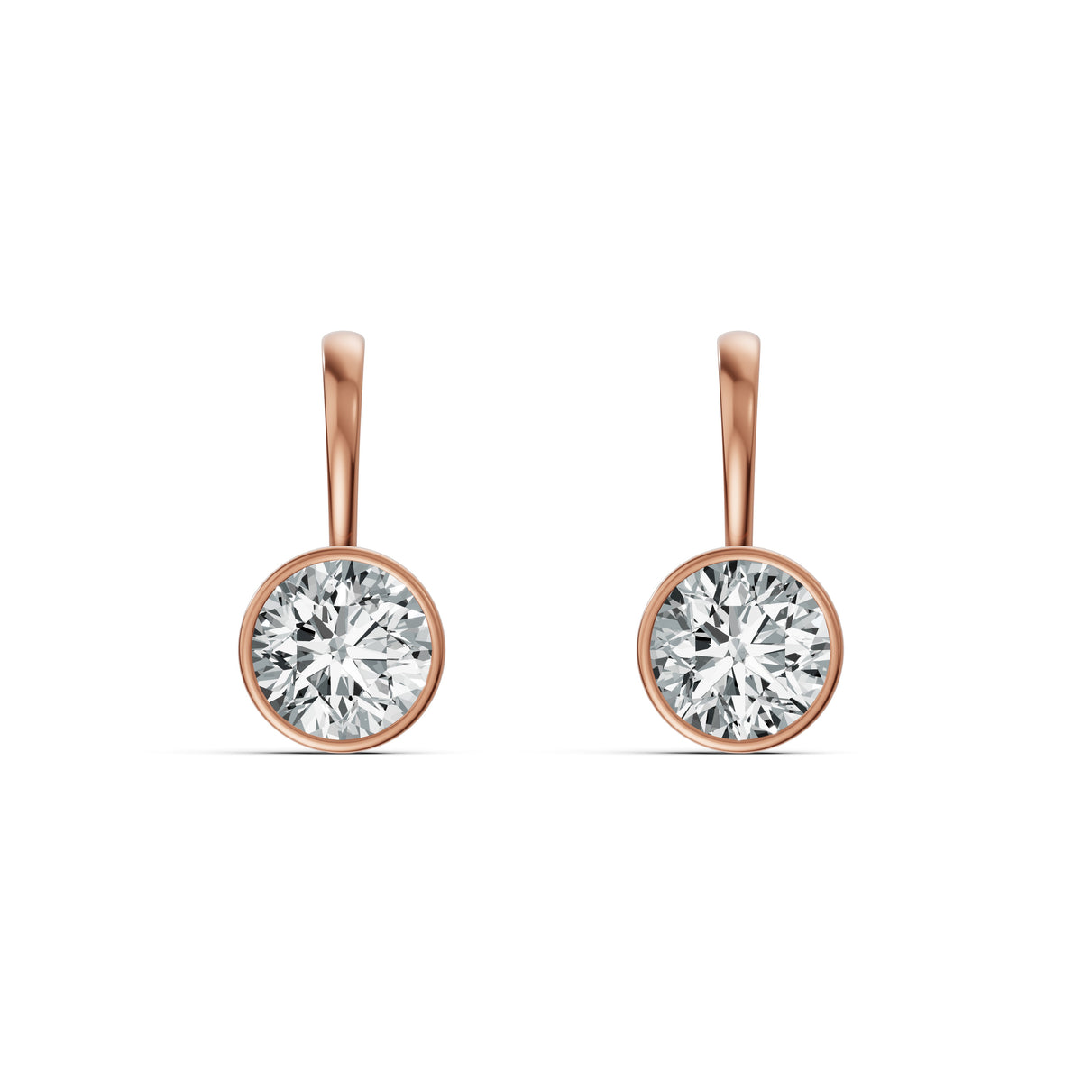 Minimal Bezel-Set Round Solitaire Drop Earrings