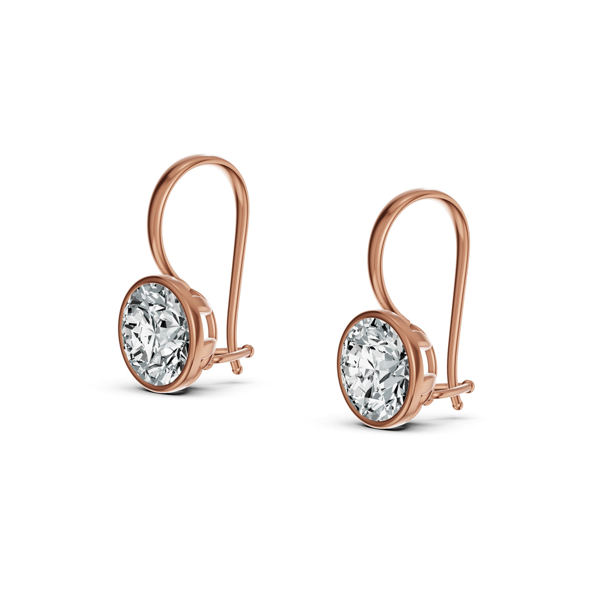 Minimal Bezel-Set Round Solitaire Drop Earrings