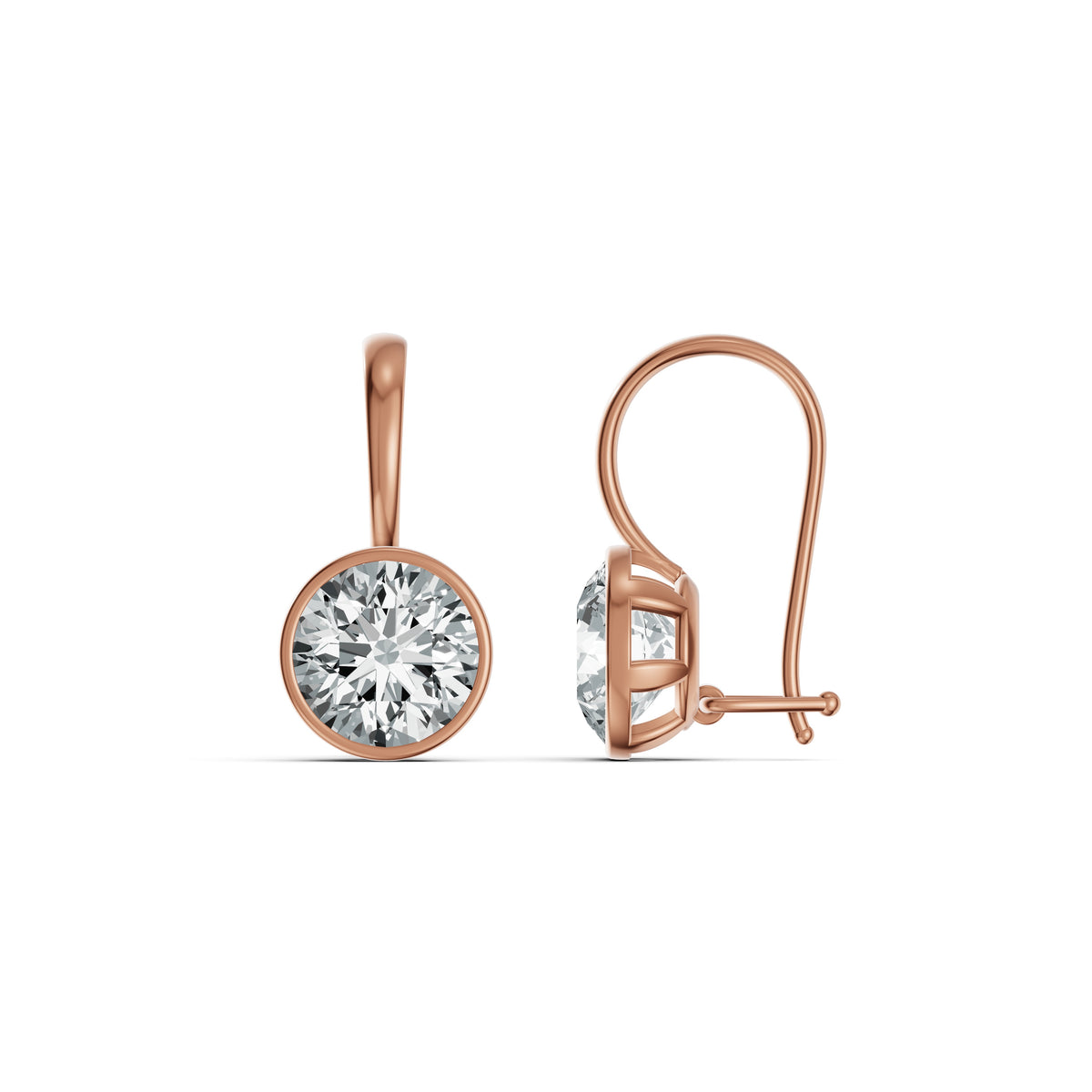 Minimal Bezel-Set Round Solitaire Drop Earrings
