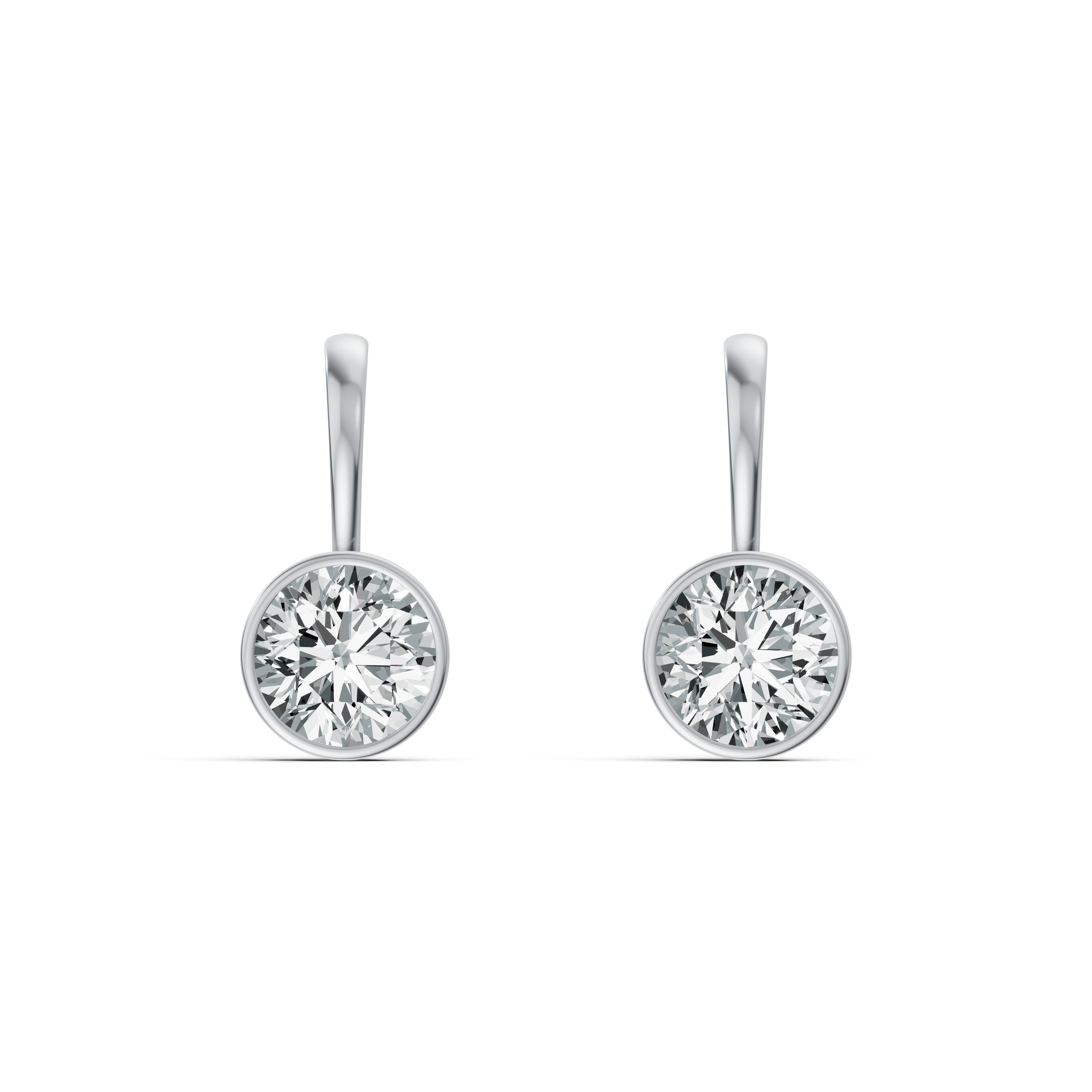 Minimal Bezel-Set Round Solitaire Drop Earrings