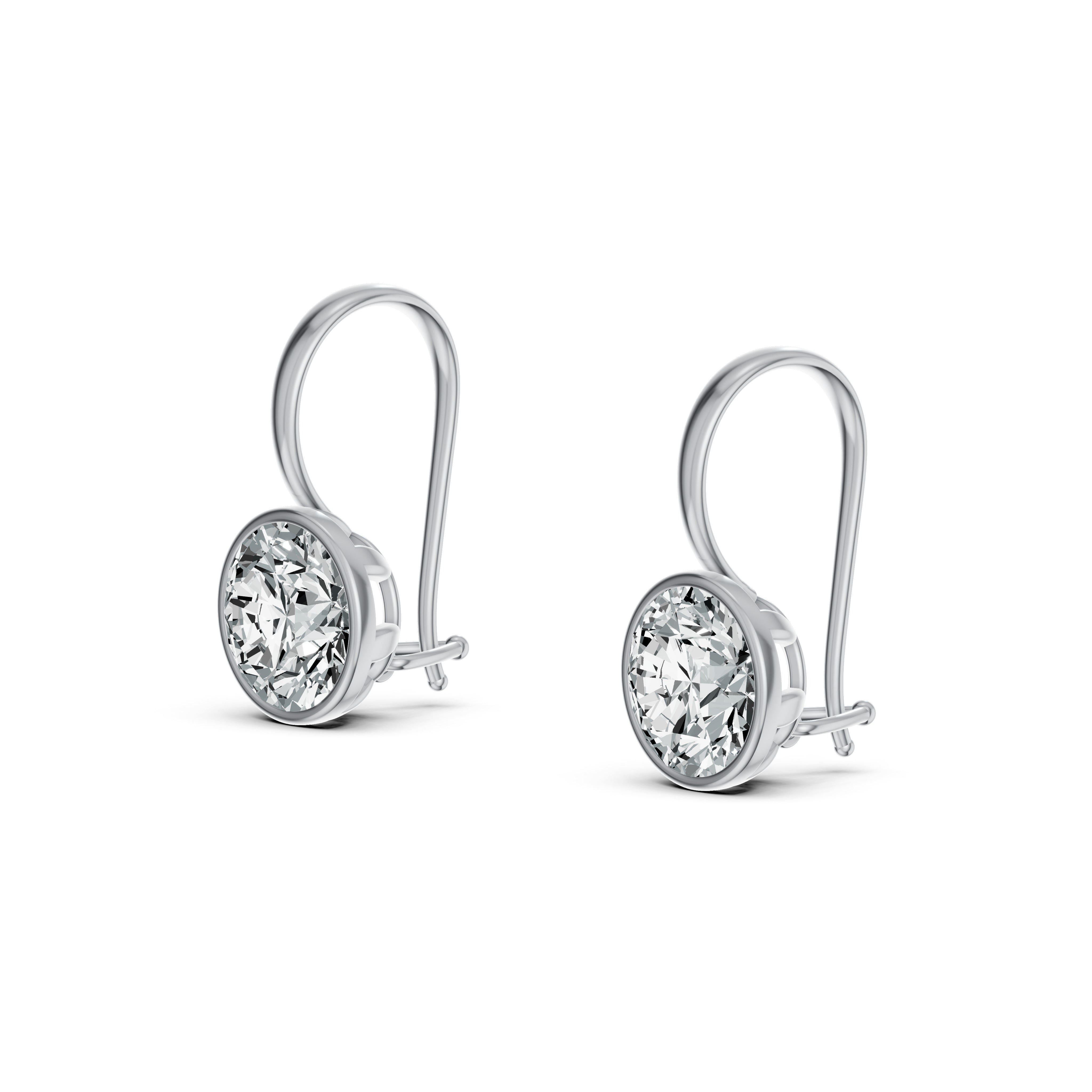 Minimal Bezel-Set Round Solitaire Drop Earrings