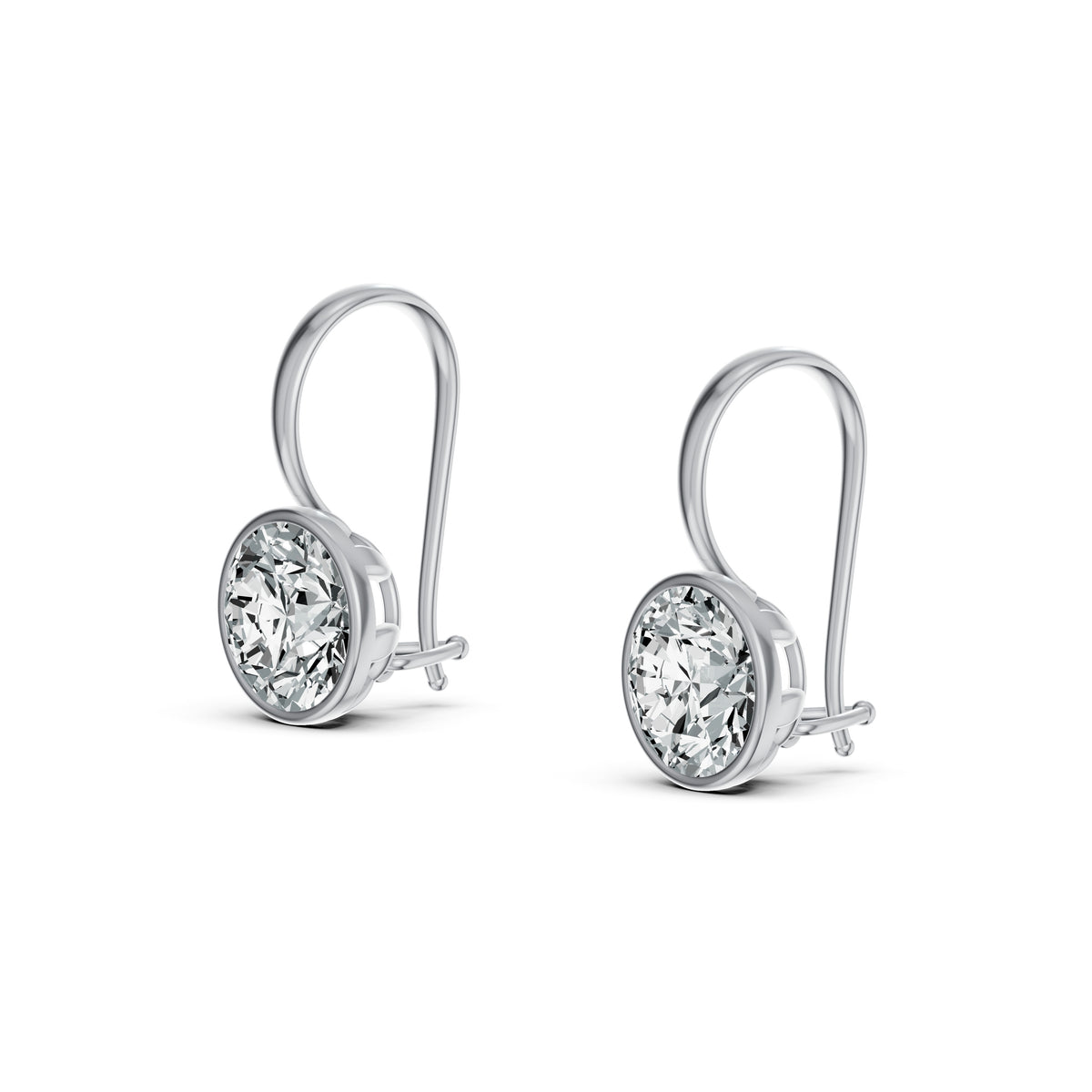 Minimal Bezel-Set Round Solitaire Drop Earrings