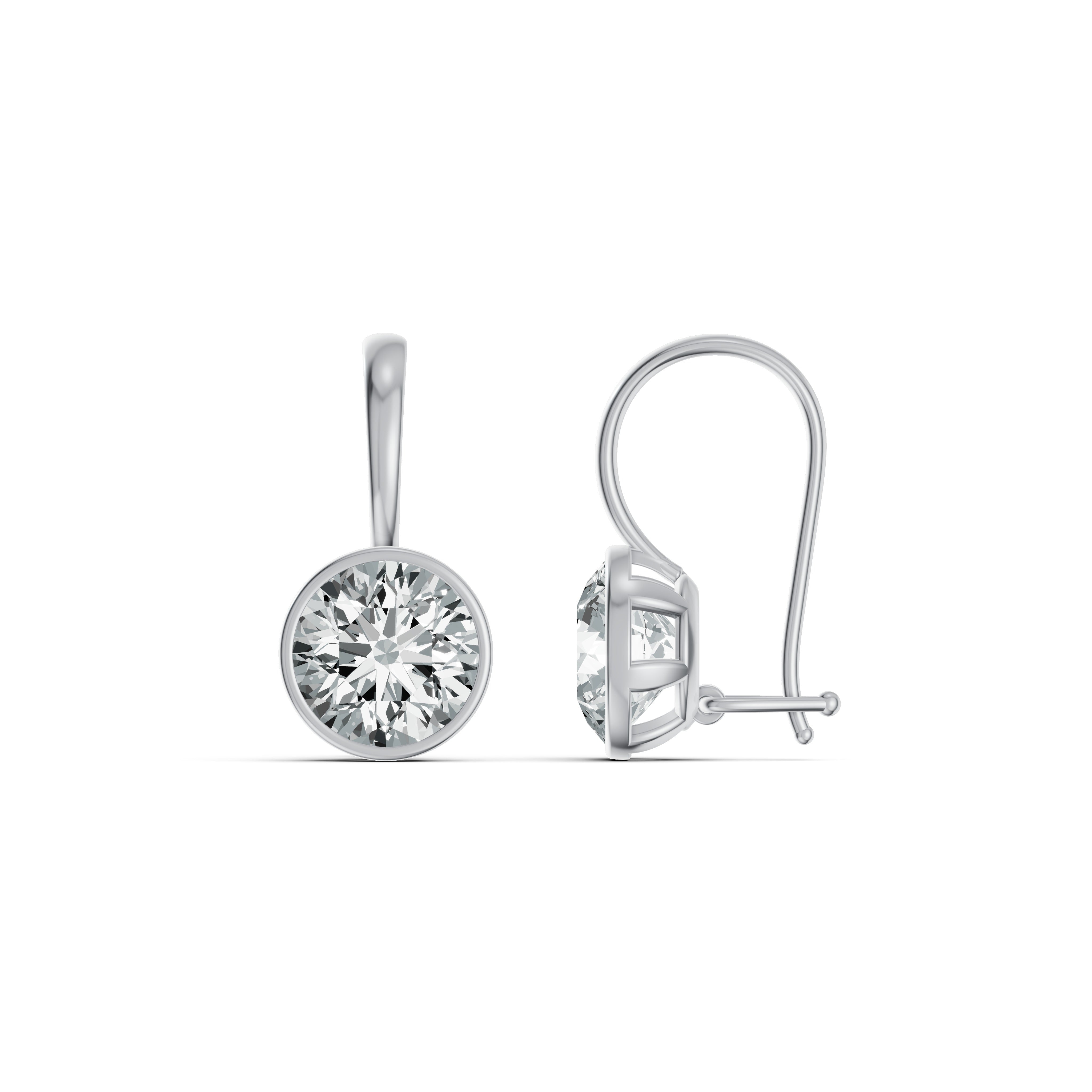 Minimal Bezel-Set Round Solitaire Drop Earrings