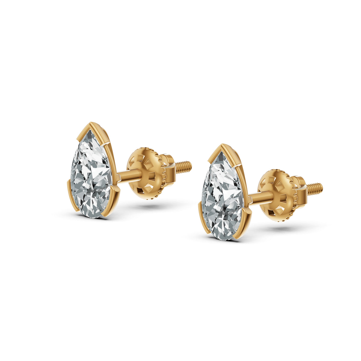 Romanticised Pear Solitaire Stud Earrings