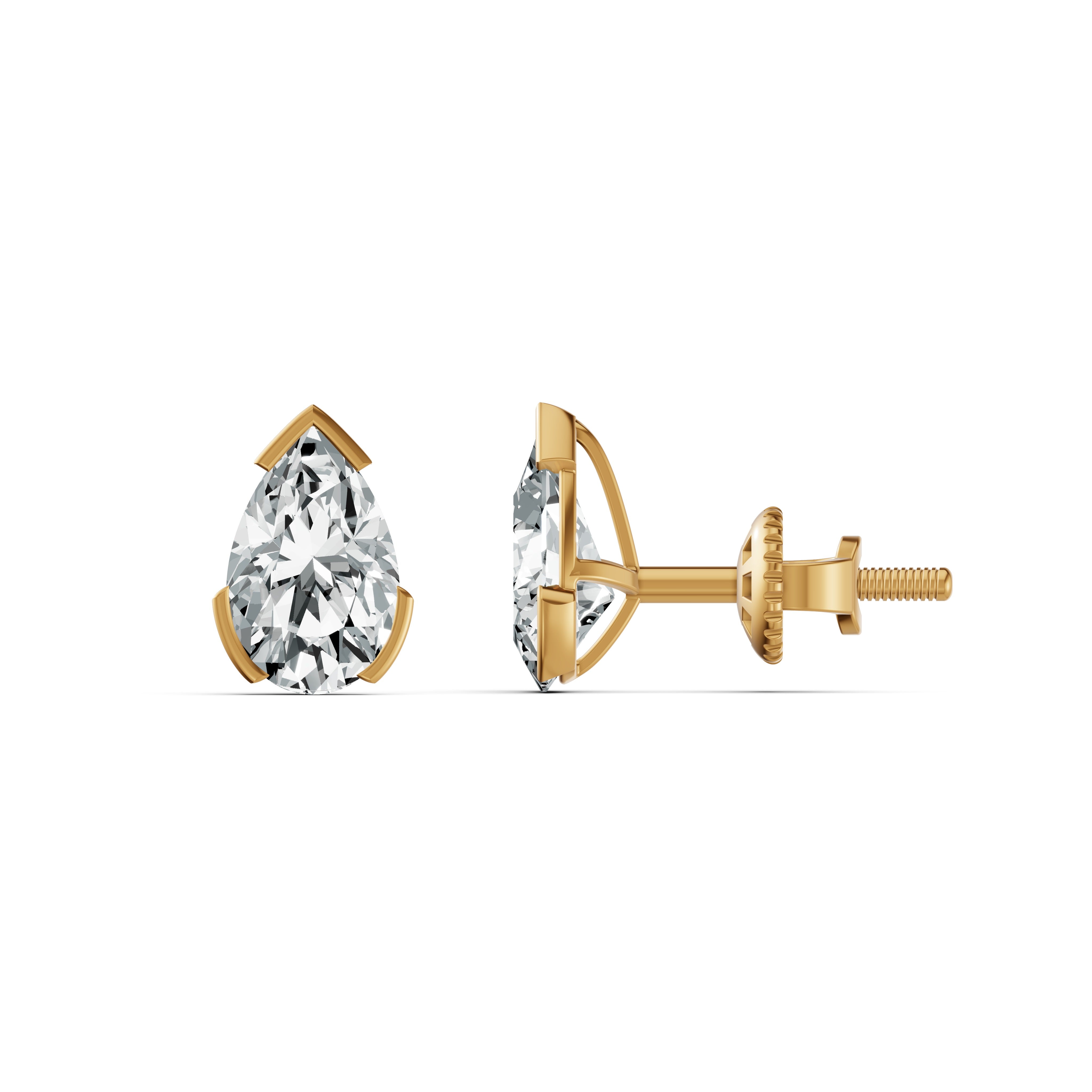 Romanticised Pear Solitaire Stud Earrings