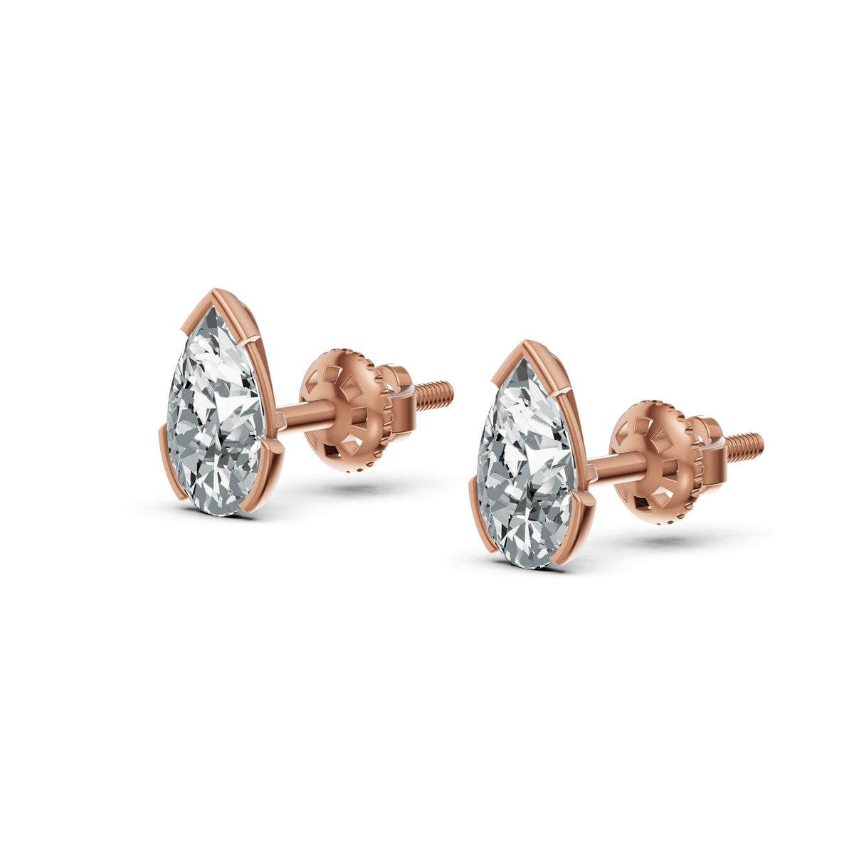 Romanticised Pear Solitaire Stud Earrings