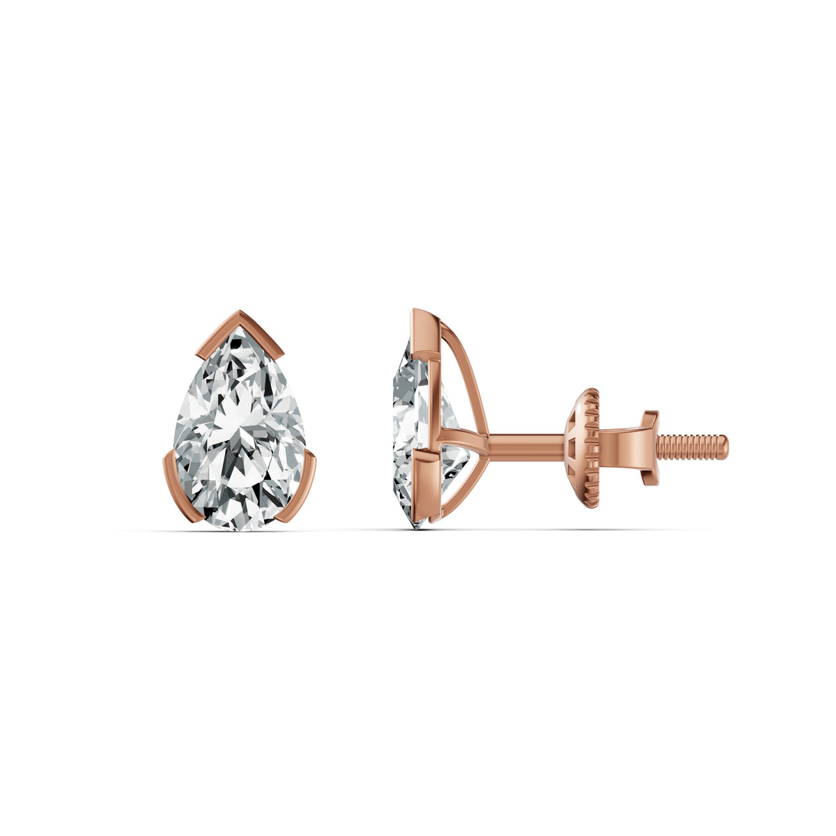 Romanticised Pear Solitaire Stud Earrings