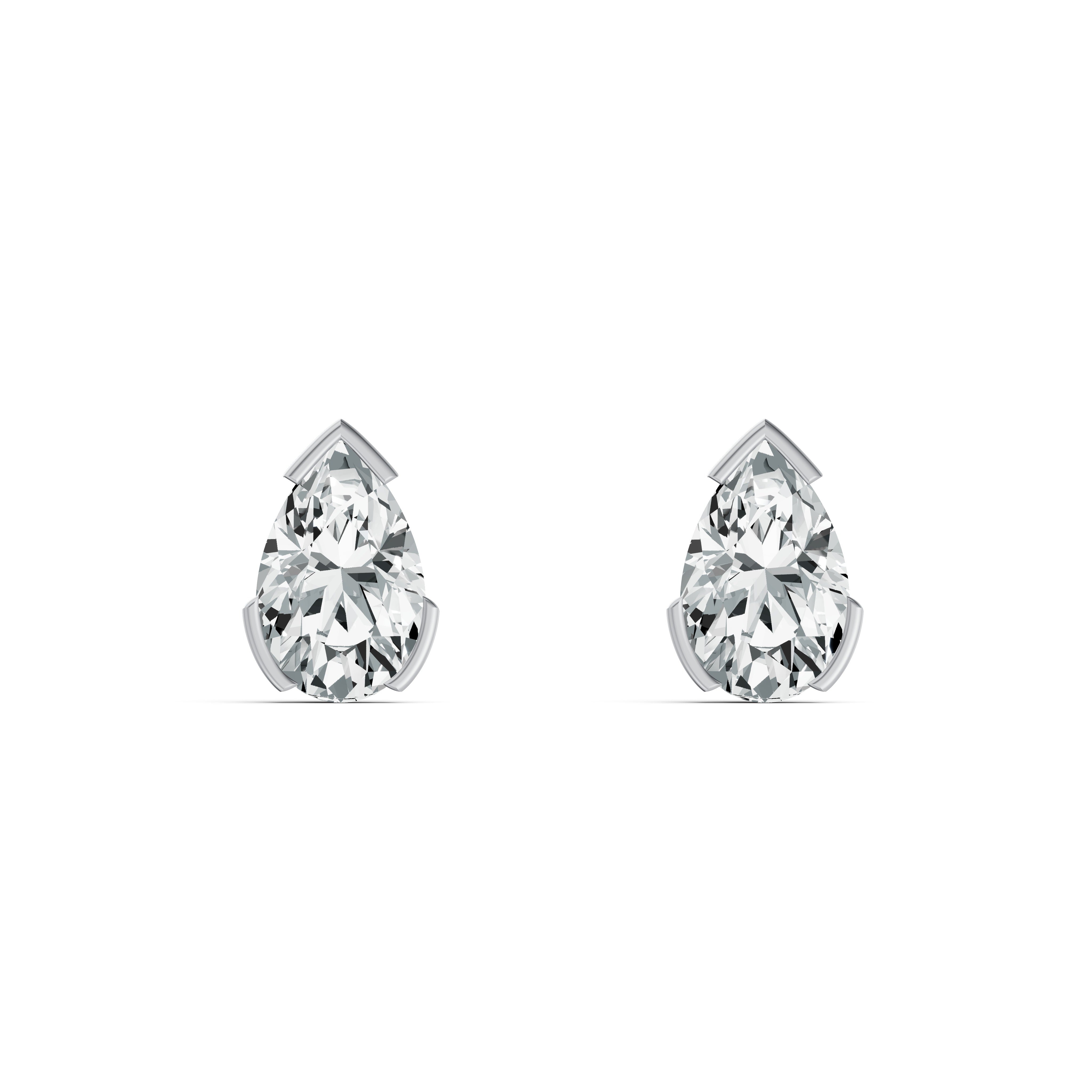 Romanticised Pear Solitaire Stud Earrings