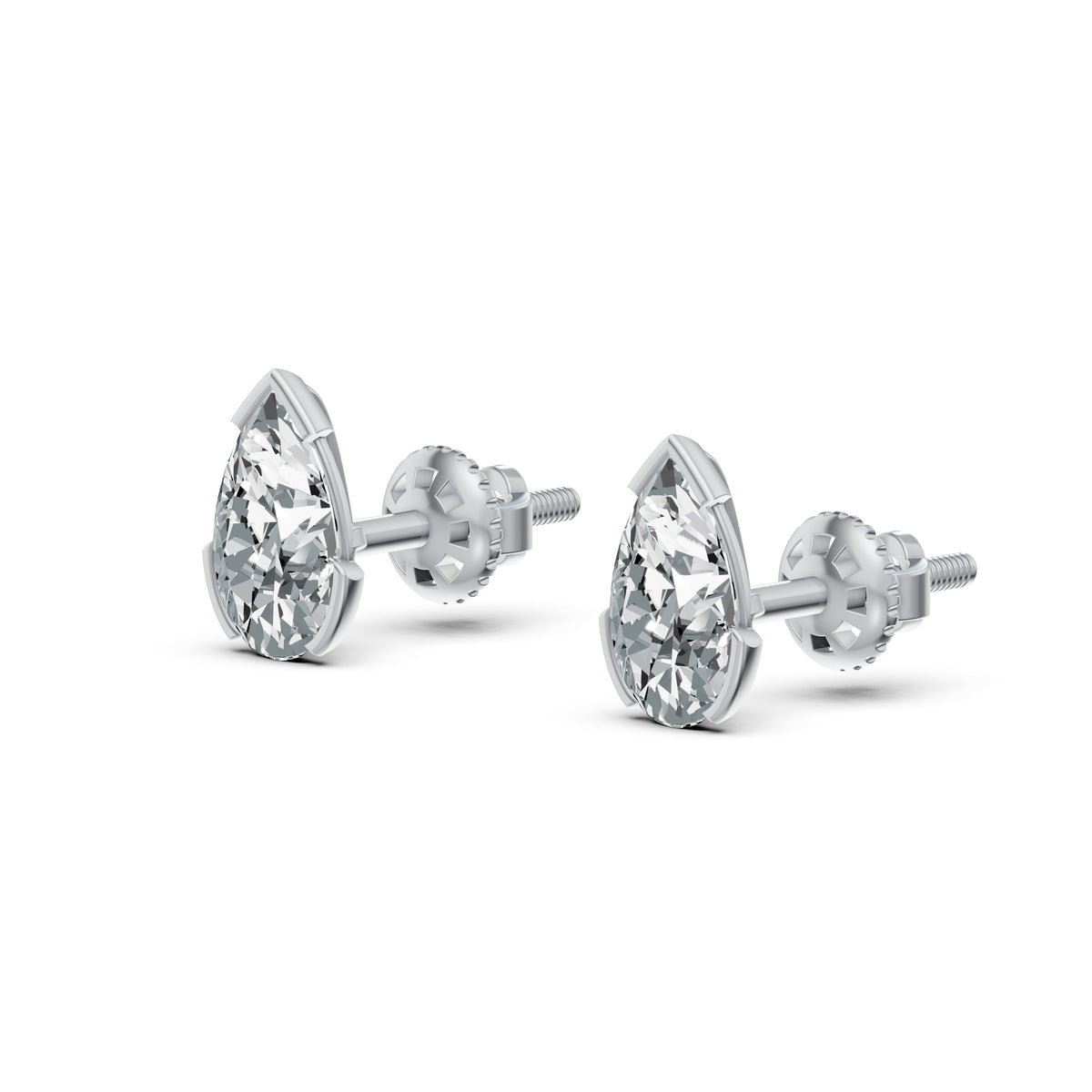 Romanticised Pear Solitaire Stud Earrings