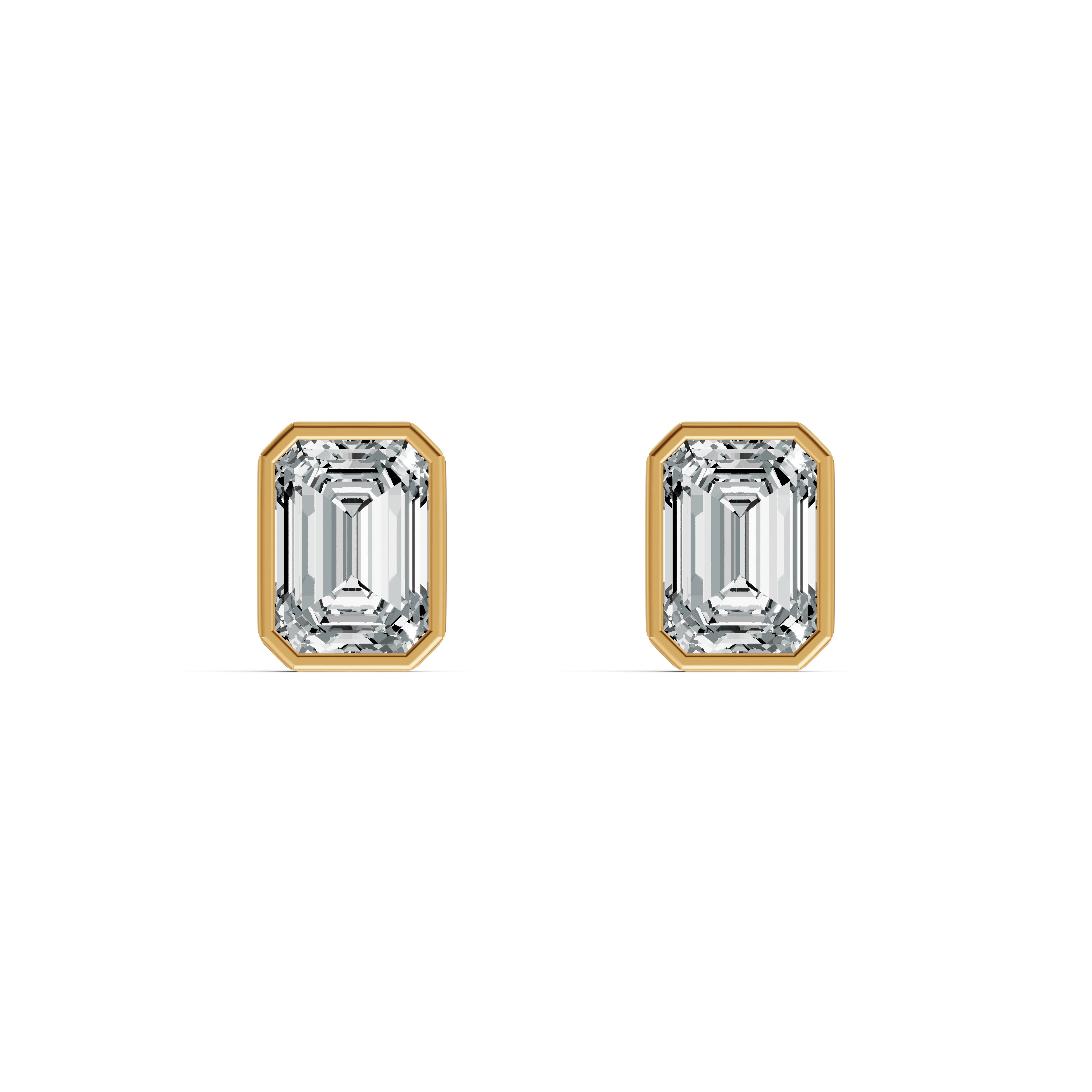 Refined Emerald Cut Solitaire Stud Earrings