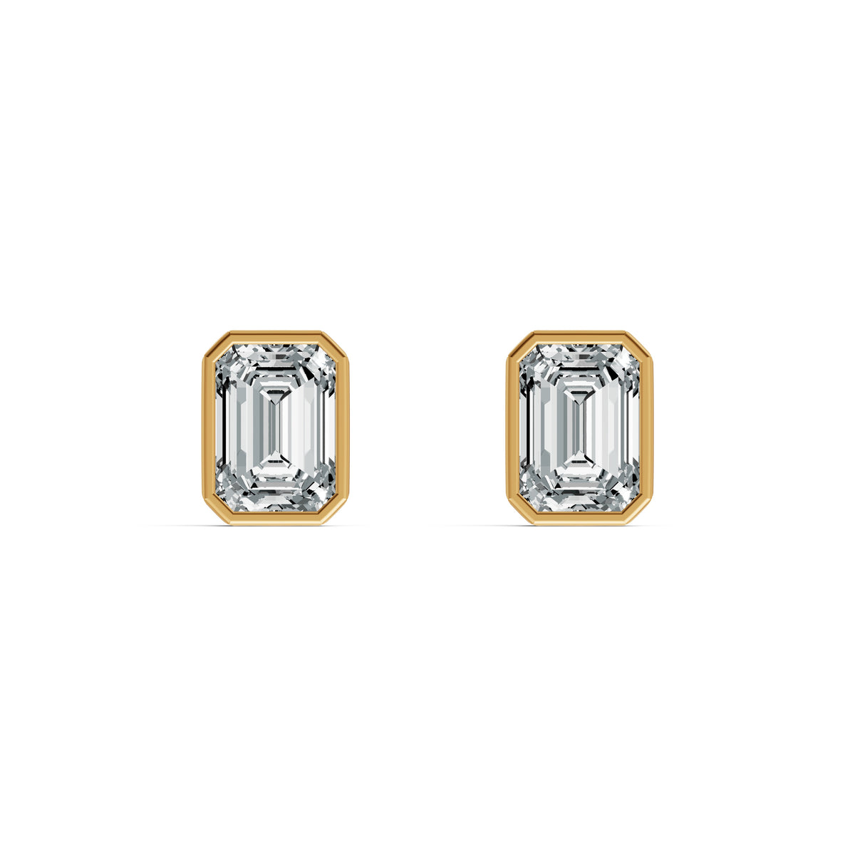 Refined Emerald Cut Solitaire Stud Earrings