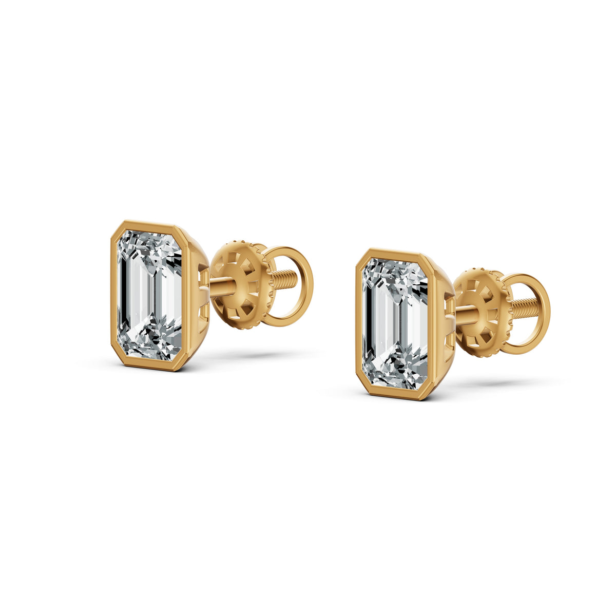Refined Emerald Cut Solitaire Stud Earrings