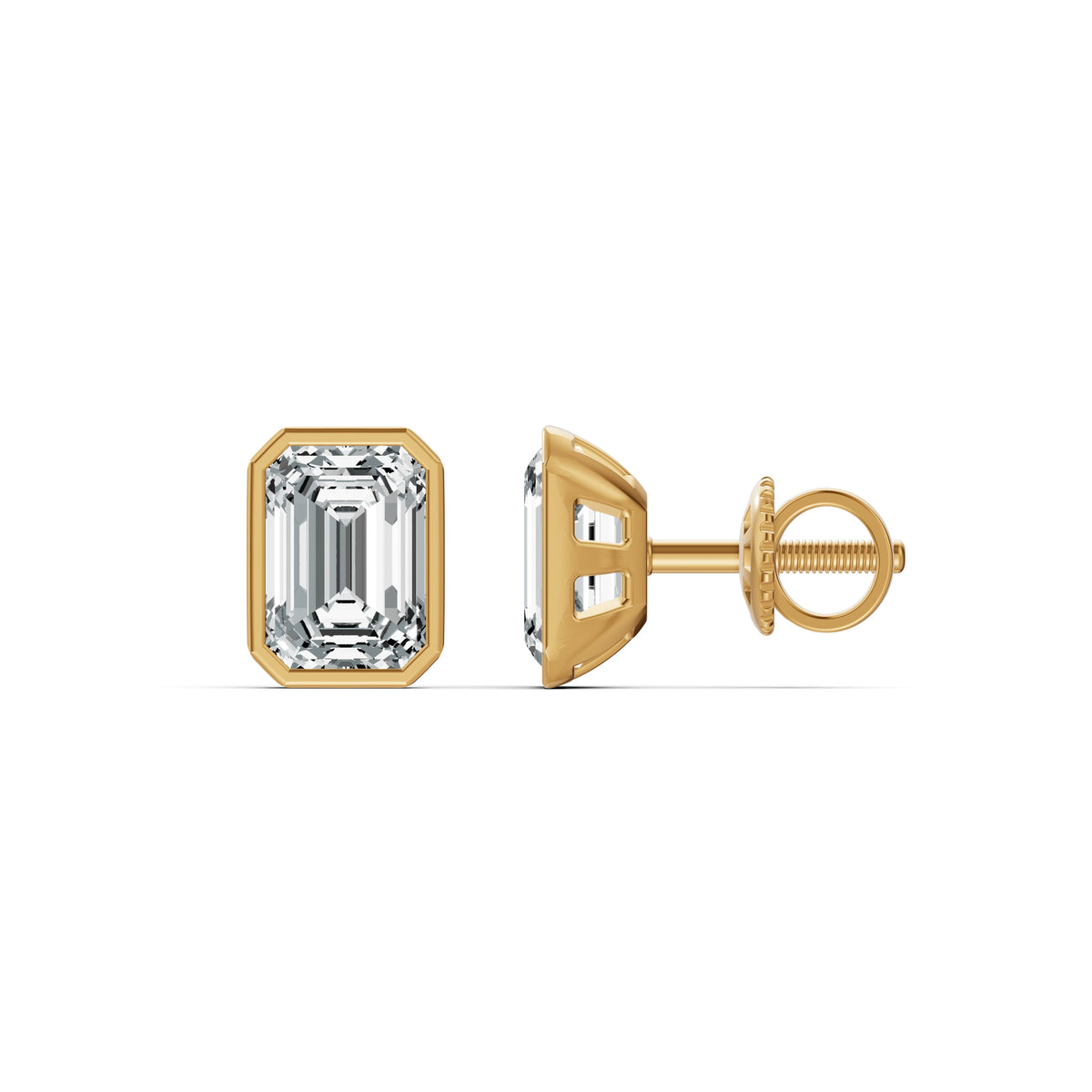 Refined Emerald Cut Solitaire Stud Earrings